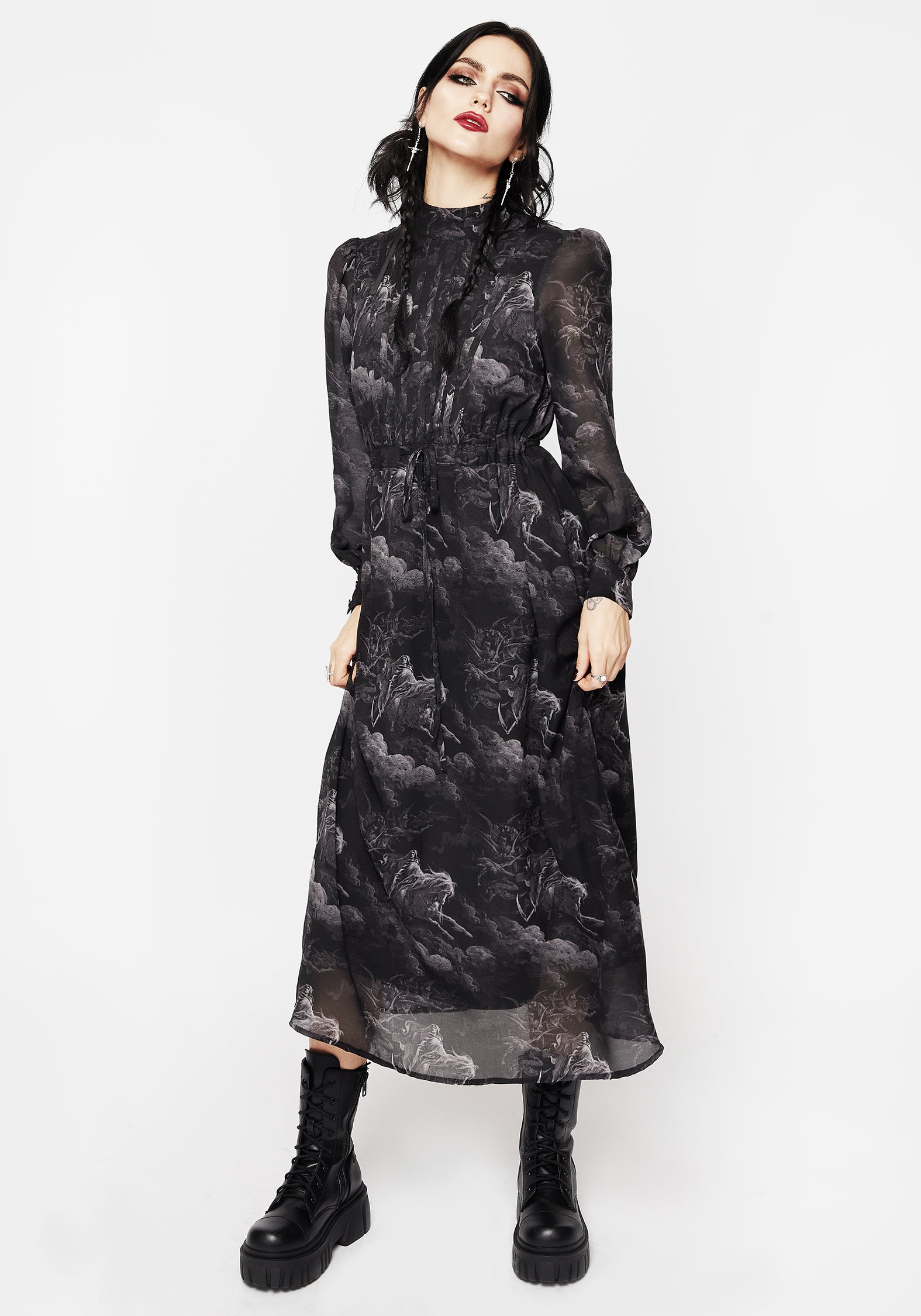Elegant Chiffon High Neck Midi Dress for Women - Perfect for Weddings, Parties & Special Occasions