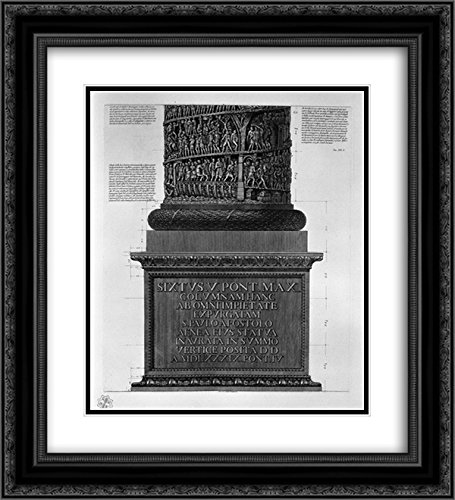 Antonine Column Main Facade Art Print - 20x22 Black Ornate Frame with Double Matting by Giovanni Battista Piranesi | Roman Architecture Decor, Museum-Quality Wall Art for Living Room, Office & Study