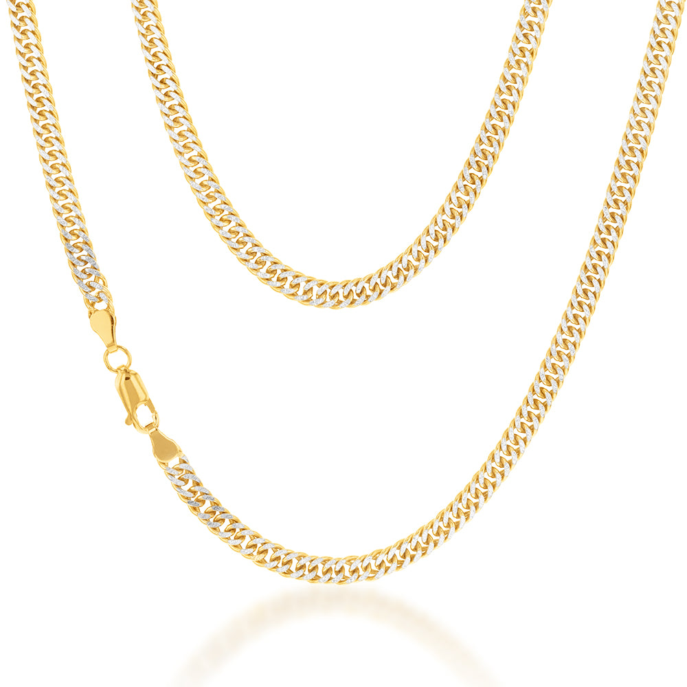 9ct Silver Filled Yellow & White Gold Double Curb Chain 45cm - Elegant Necklace for Women, Perfect for Layering, Gifts & Everyday Wear