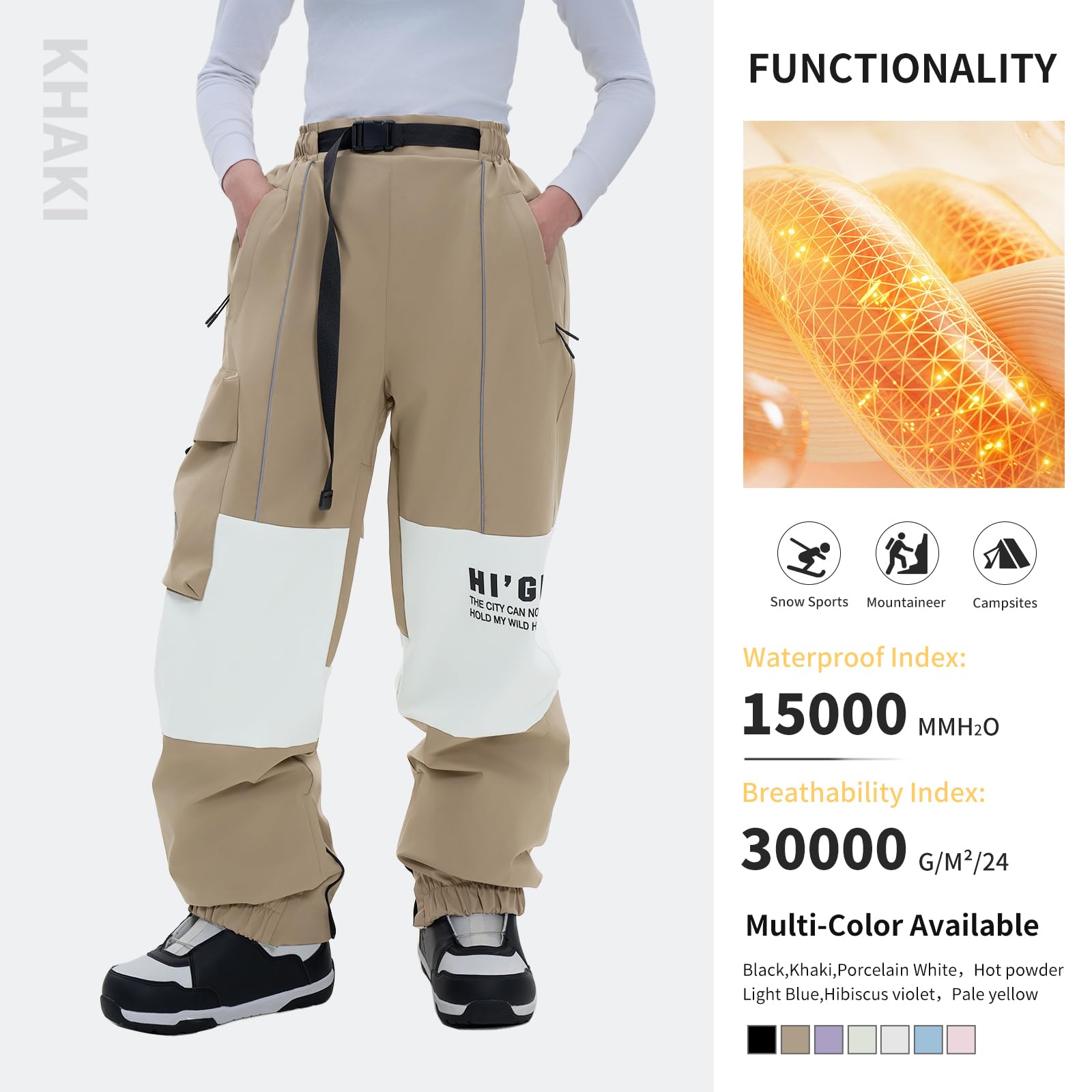 Waterproof Insulated Snowboard Ski Pants for Men & Women - Windproof Winter Hiking Pants with Baggy Fit for Warmth & Comfort | Ideal for Skiing, Snowboarding & Outdoor Winter Activities