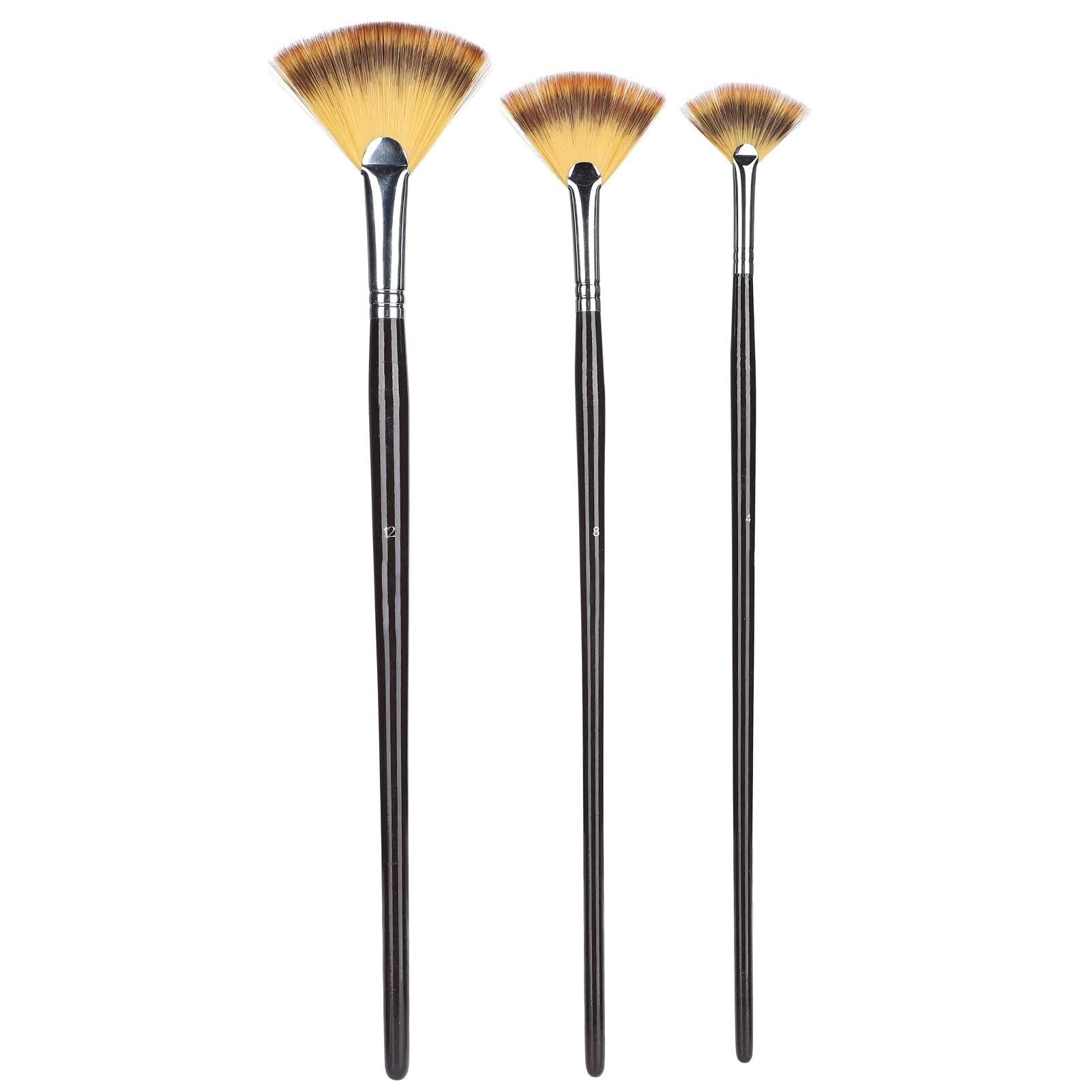 3pcs Fan Brushes Set - Wooden Handle Fan Shaped Nylon Hair Paint Brushes for Acrylic, Watercolor & Oil Painting - Perfect for Canvas Art, DIY Projects & Professional Artists