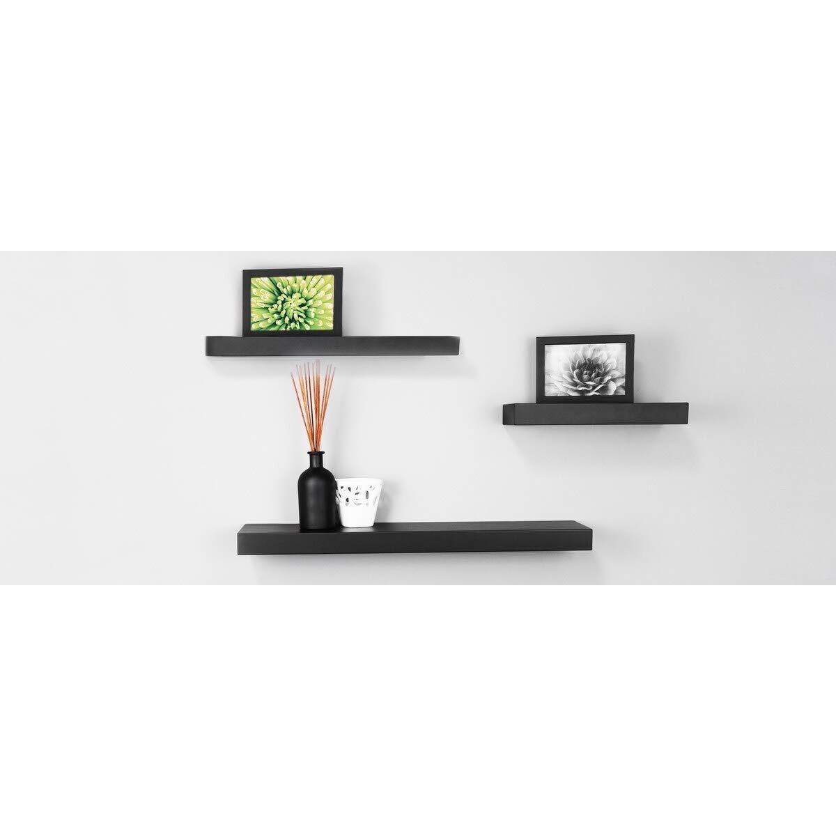 3-Tier Wall Shelf Set - Rustic Floating Shelves for Living Room, Bedroom & Bathroom - Perfect for Home Decor, Books & Plants - Easy to Install & Space Saving
