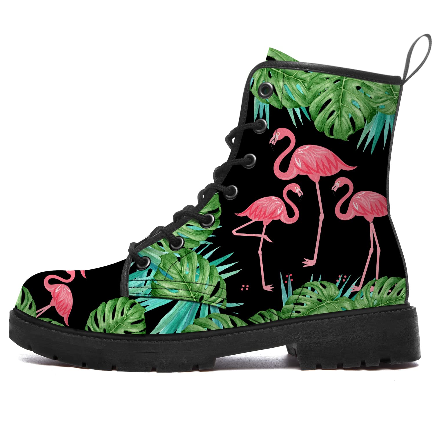 Waterproof Flamingo Combat Boots for Women & Men - Anti-Slip Lace Up Ankle Boots - Perfect for Outdoor Hiking, Work & Winter Fashion
