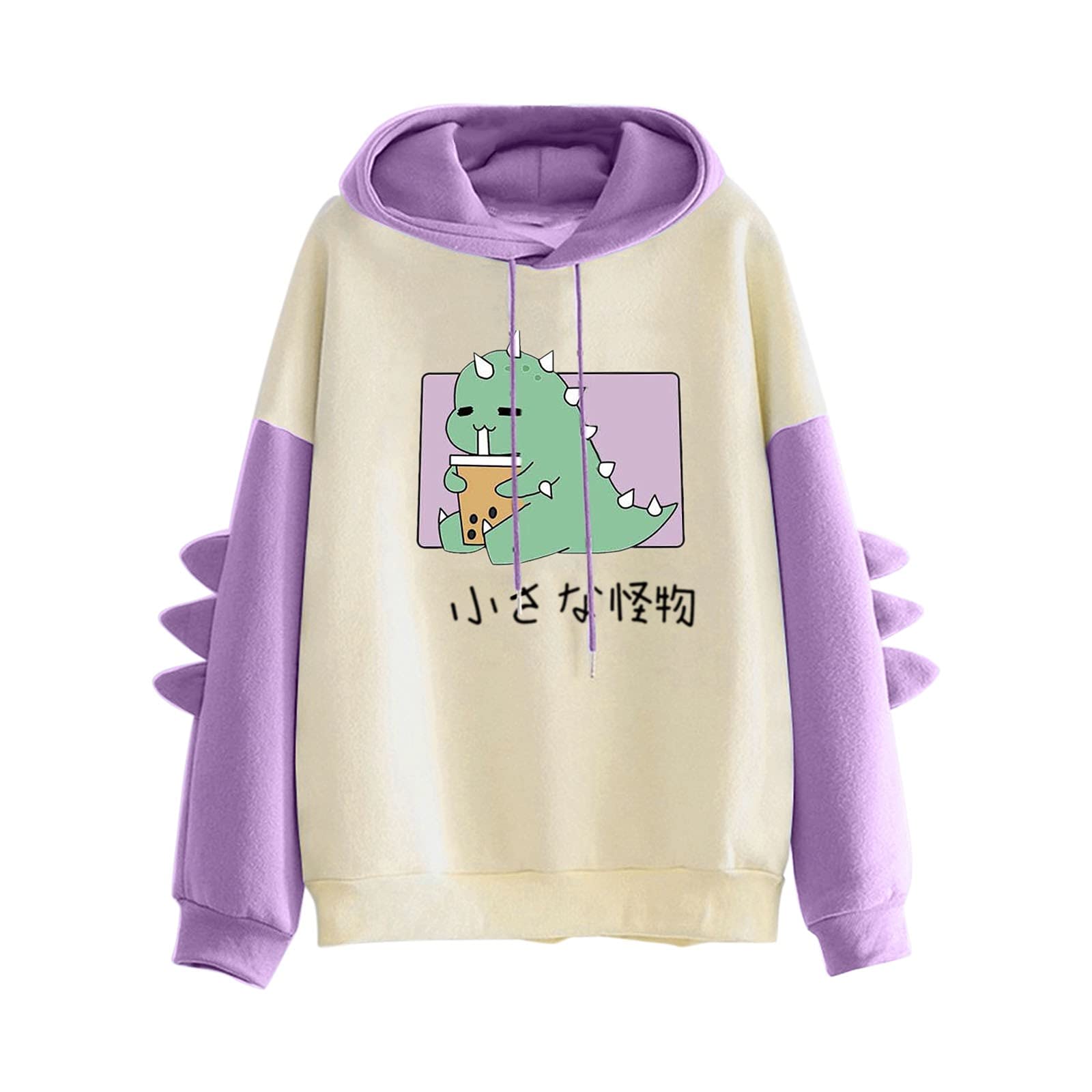 LUOPUNAQ Girls Cute Cartoon Dinosaur Graphic Oversized Hoodie - Soft Pullover Sweatshirt for School, Sports & Casual Wear | Trendy Kids Fashion Outerwear