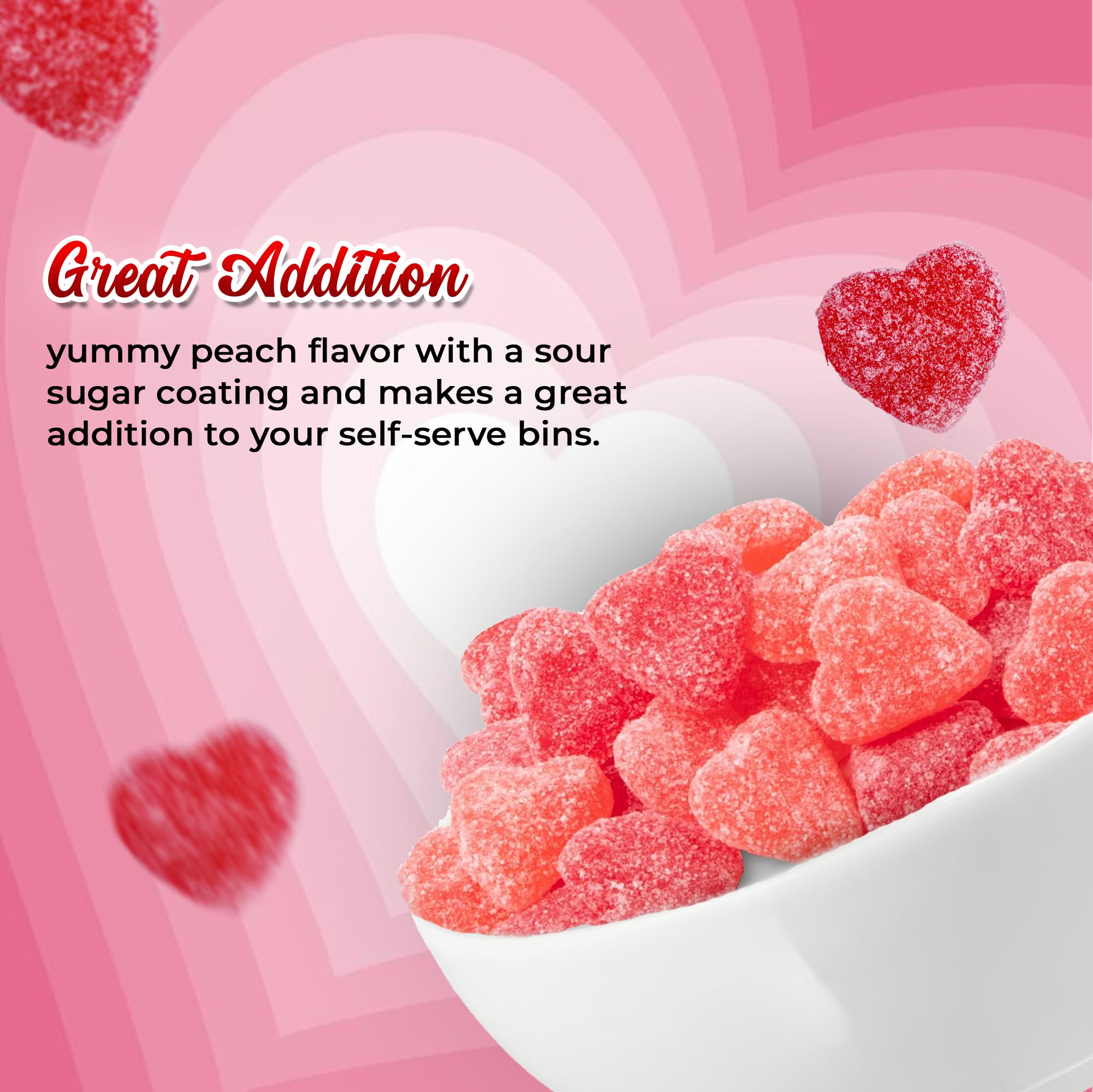 Peach Hearts Gummy Candy 3lb - Sweet Peach Gummies for Valentine's Day & Parties