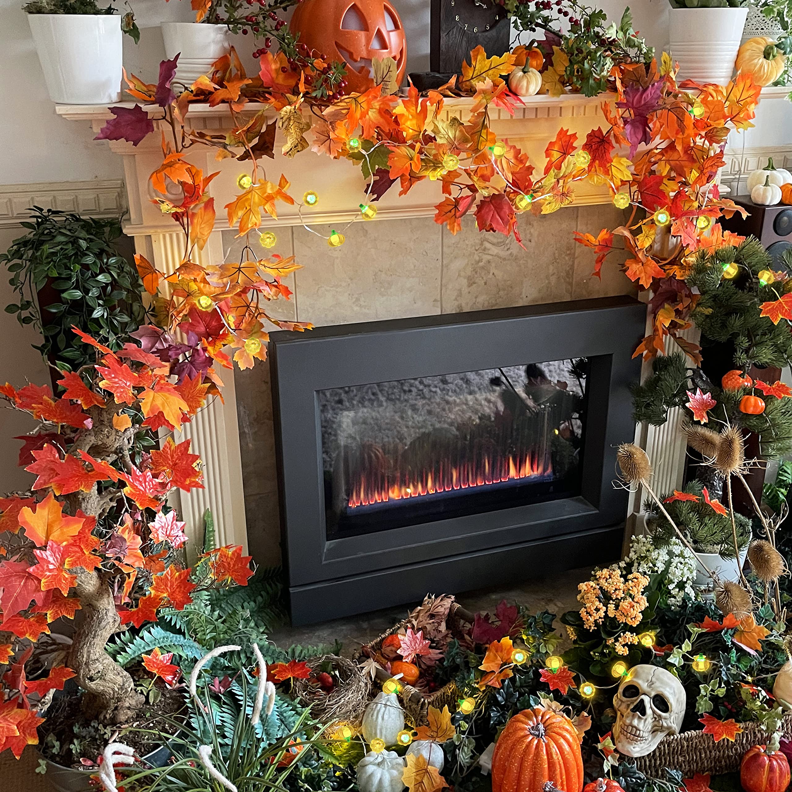 FURORA LIGHTING 20 LED Pumpkin Fairy String Lights - 90 Inch Warm White Battery Operated LED Lights with 6/18 Hour Timer - Perfect for Halloween Decor, Bedroom, Garden, and Party Lighting