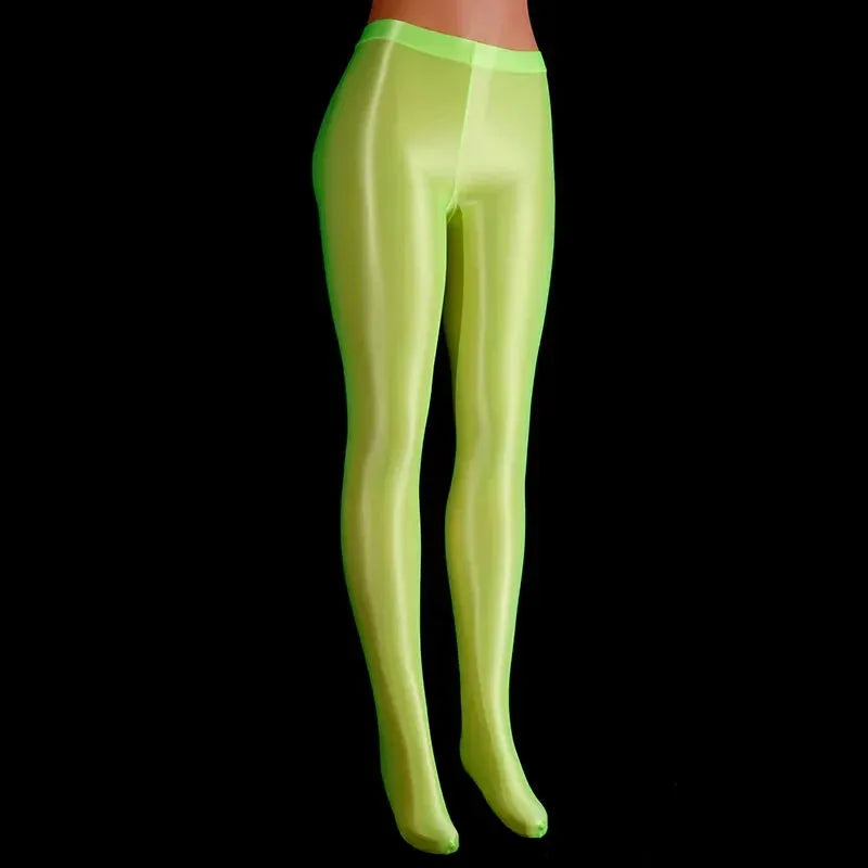 Sexy Women's Transparent Fitness Tights - Shiny Sports Gym Leggings, Satin Glossy Stockings for Dance, Workout & Club Party | High Waisted Yoga Pants for Women | Perfect for Gym, Nightclub & Dance Classes