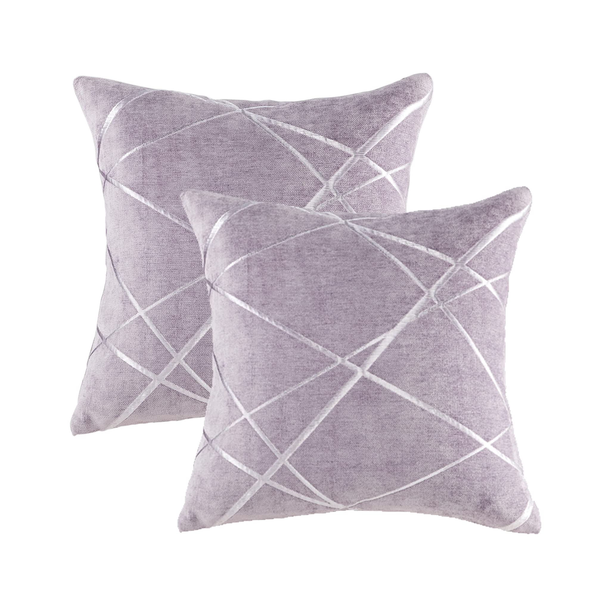 GIGIZAZA 16x16 Inch Decorative Throw Pillow Covers Set of 2 - Soft Violet Purple Square Cushion Covers for Sofa, Bed, Living Room - Luxury Home Decor Accent Pillows for Comfort & Style