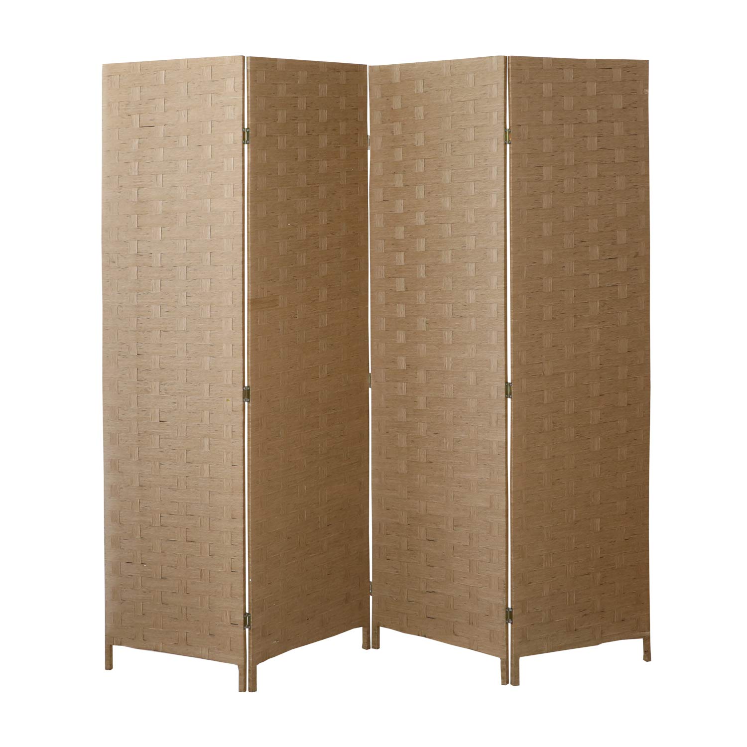 Cocosica 4 Panel Wood Mesh Woven Room Divider - Folding Privacy Screen for Bedroom, Living Room & Office - Portable Partition Screen for Home Decor & Space Separation - Perfect for Creating Privacy, Decorating Spaces & Room Dividers