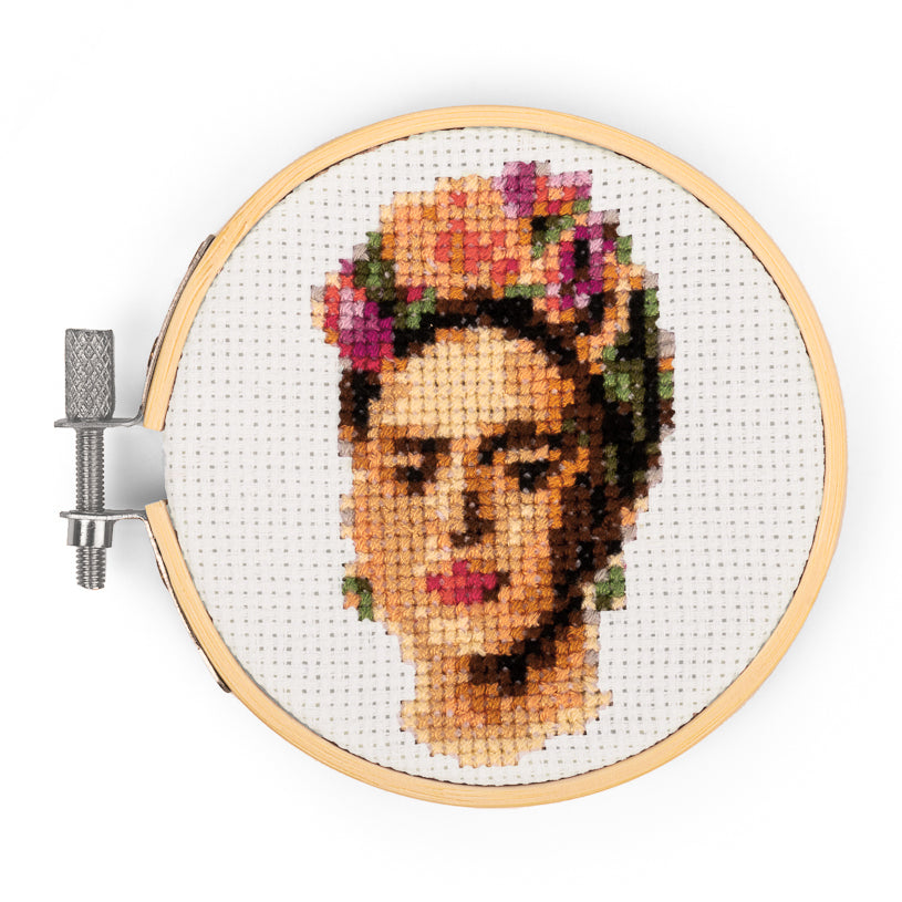 Frida Mini Cross Stitch Embroidery Kit - DIY Handmade Art Supplies for Beginners & Adults | Perfect for Home Decor, Wall Art & Creative Gifts