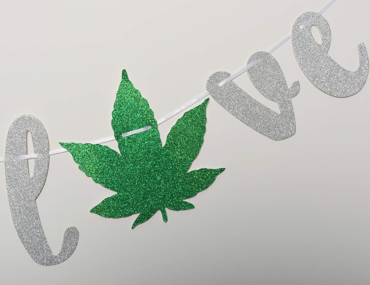High on Love Glitter Banner - Silver Bachelorette Party Decorations, 420 Marijuana Themed Birthday Party Supplies | Perfect for Cannabis-Themed Celebrations, Weed Decor & Stoner Party Backdrops