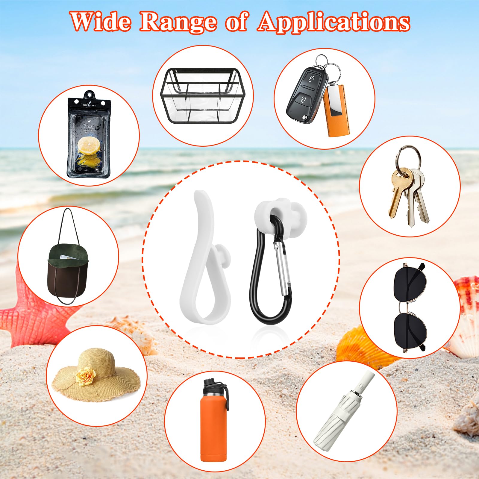Bogg Bag Accessories - 2-Pack Hanging Hooks for Keys, Sunglasses, Headphones & Small Items | Perfect for Beach, Pool & Travel Organization