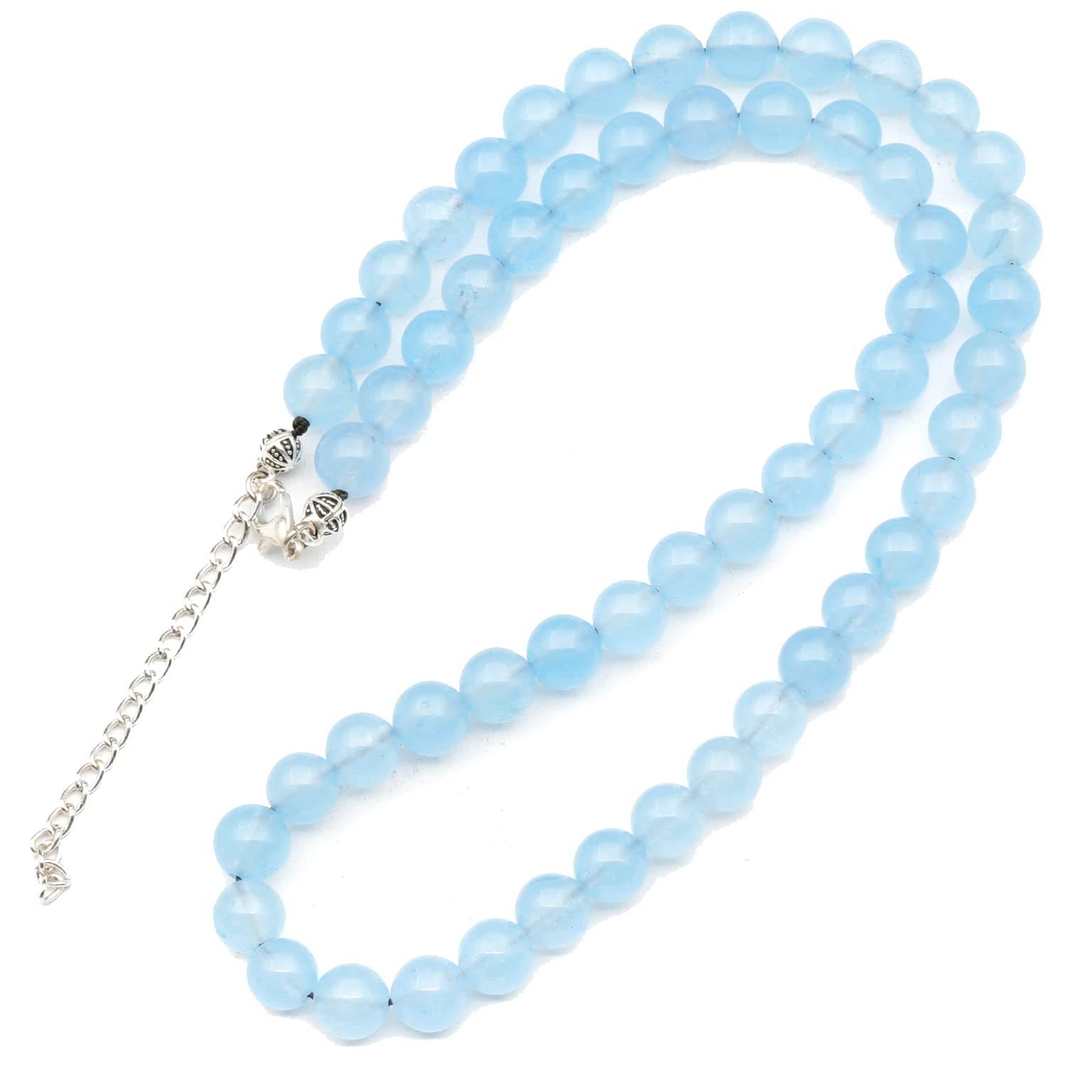 Natural Angelite Beaded Choker Necklace - Genuine Gemstone Calming Stone Jewelry with Clasp Closure, Unisex Healing Crystal Necklace (18