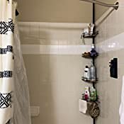 **Bronze Shower Caddy Organizer with 4 Storage Baskets, Hooks, Razor Holder & Washcloth Bar – Space-Saving Tension Pole Corner Shelf for Bathroom, Shower & Bathtub Storage**