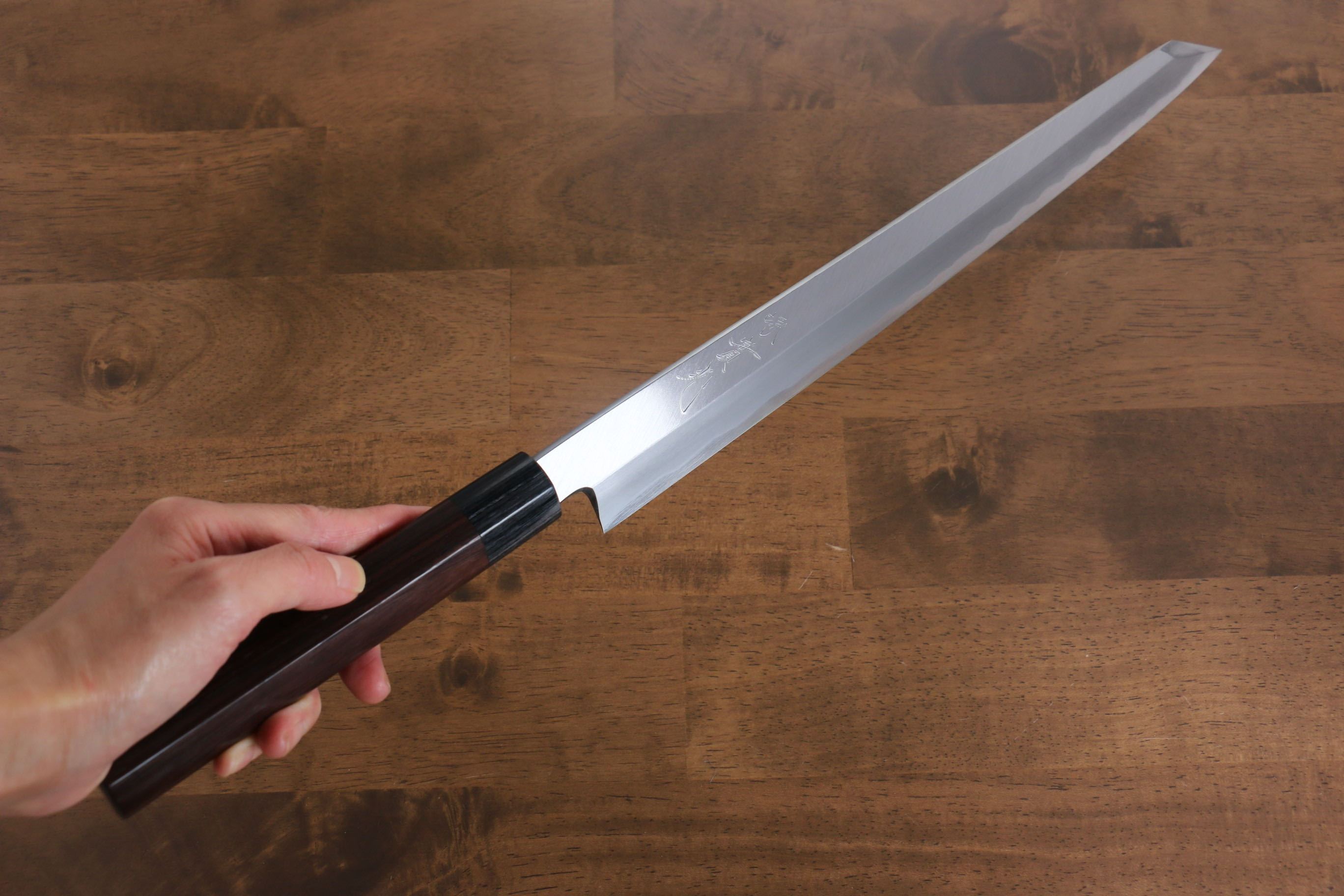 Premium Jikko White Steel No.2 Kiritsuke Yanagiba Knife 330mm with Exquisite Shitan Handle - Perfect for Sushi Chefs & Japanese Cuisine Preparation