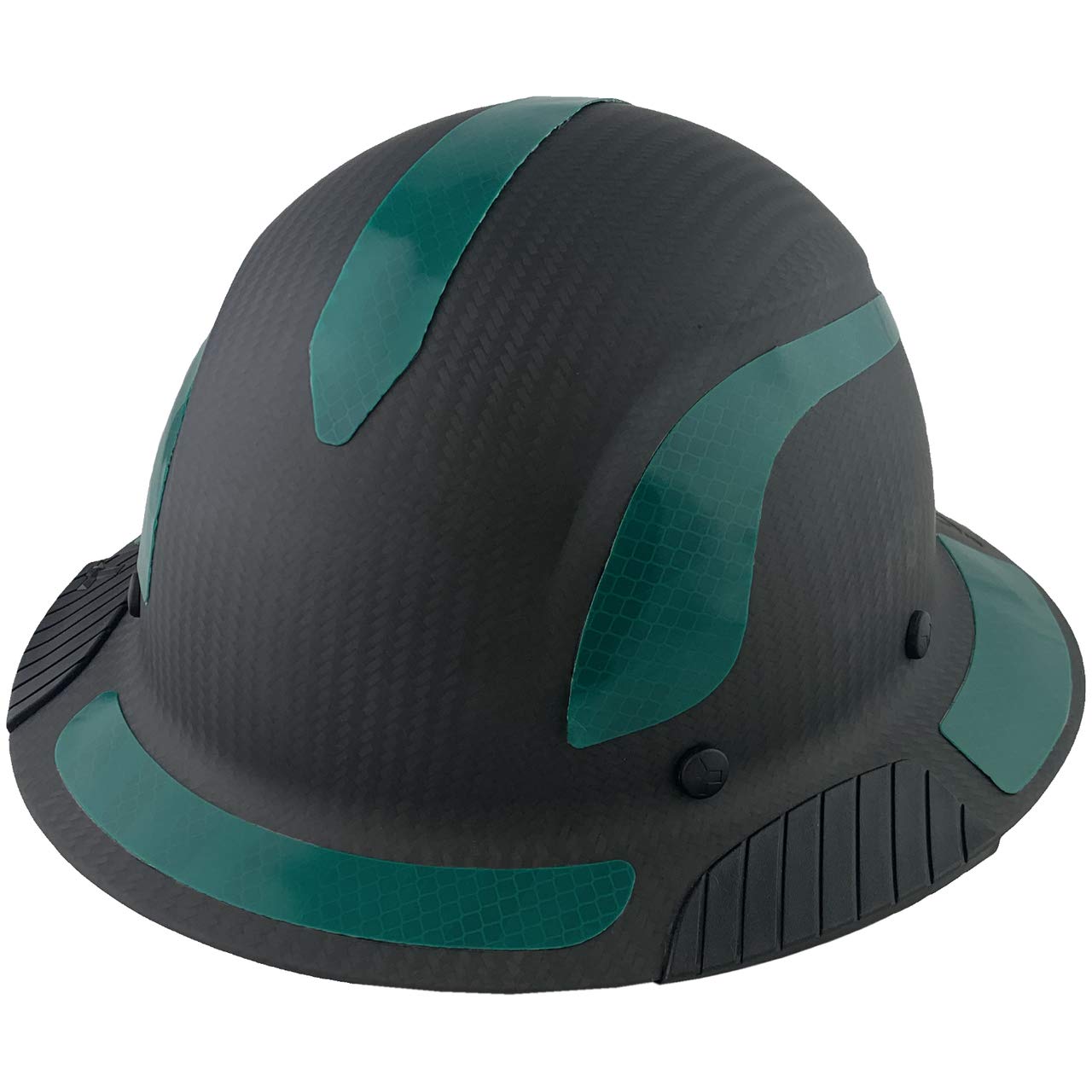 Premium Carbon Fiber Full Brim Safety Helmet - ANSI Certified Hard Hat with Matte Black Finish & Green Reflective Decals - Includes Durable Tote Bag - Ideal for Construction, Industrial Work & Outdoor Safety Gear