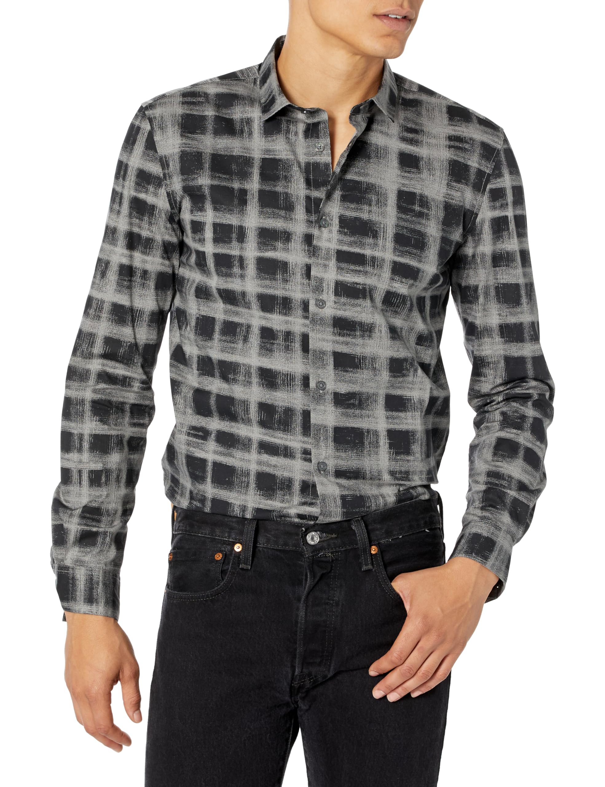 John Varvatos Men's Ross Button-Down Shirt - Casual & Formal Slim Fit Long Sleeve Dress Shirt for Work, Date Night & Special Occasions