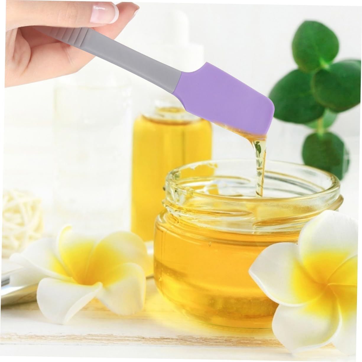 5Pcs Purple Wax Spatula Set - Skin Care & Makeup Tools for Waxing, Lipstick, Cream Scraping - Durable Beauty Supplies for Salon, Home & Travel Use - NOLITOY