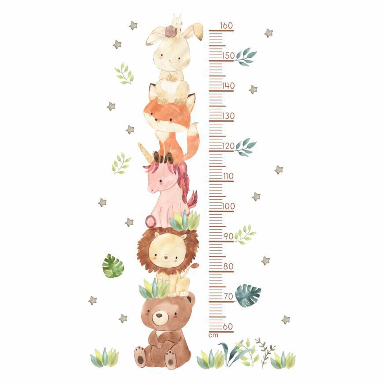 Animal Kids Growth Chart Wall Stickers - Waterproof PVC Height Measurement Decals for Nursery & Bedroom Decor | Perfect for Tracking Child's Development & Playroom Wall Art