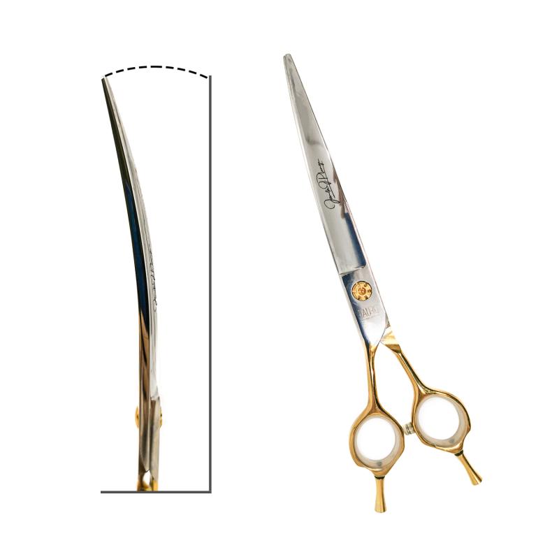 Tauro Pro Line Janita Stainless Steel Scissors for Left Handed Users - 440C Steel, Golden Handles, Ergonomic Curved Design with Double Finger Rest - Perfect for Crafting, Sewing, and Office Use
