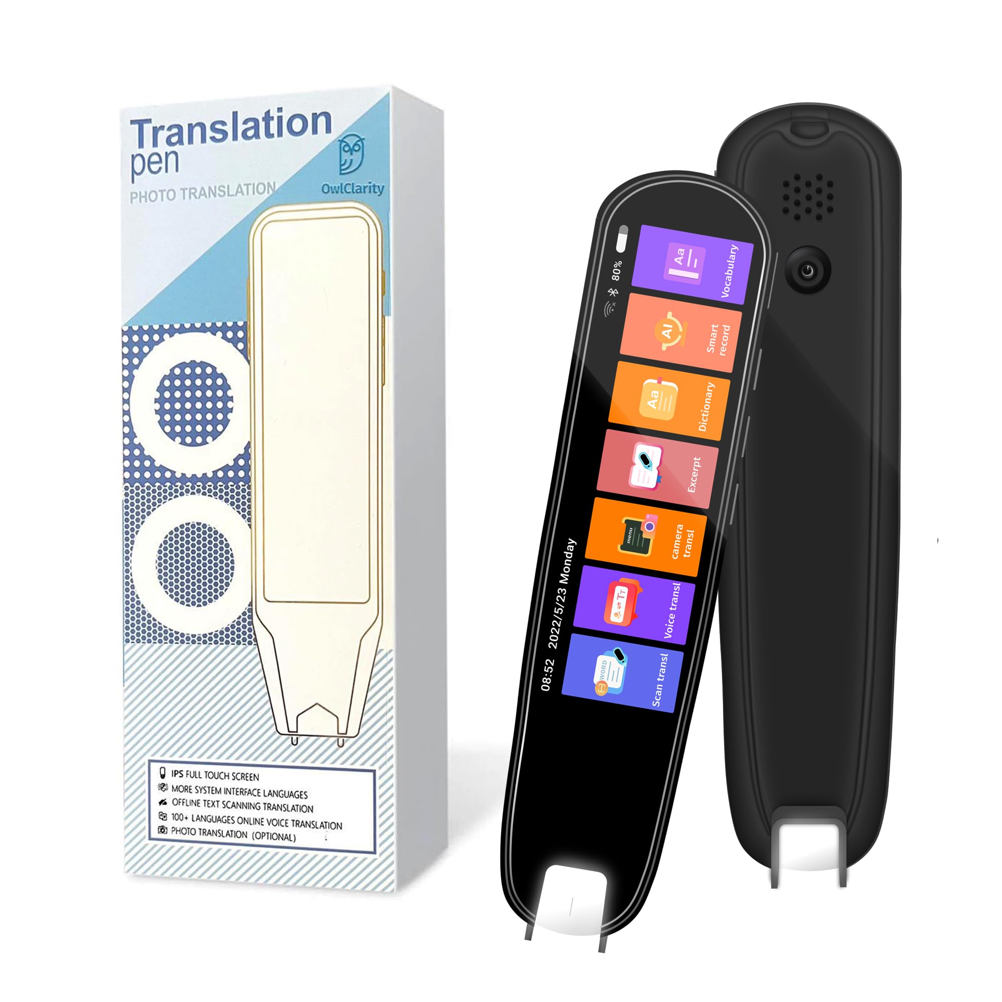 OwlClarity Translator Pen Scanner - 134 Language Portable OCR Text to Speech Device with 3.38