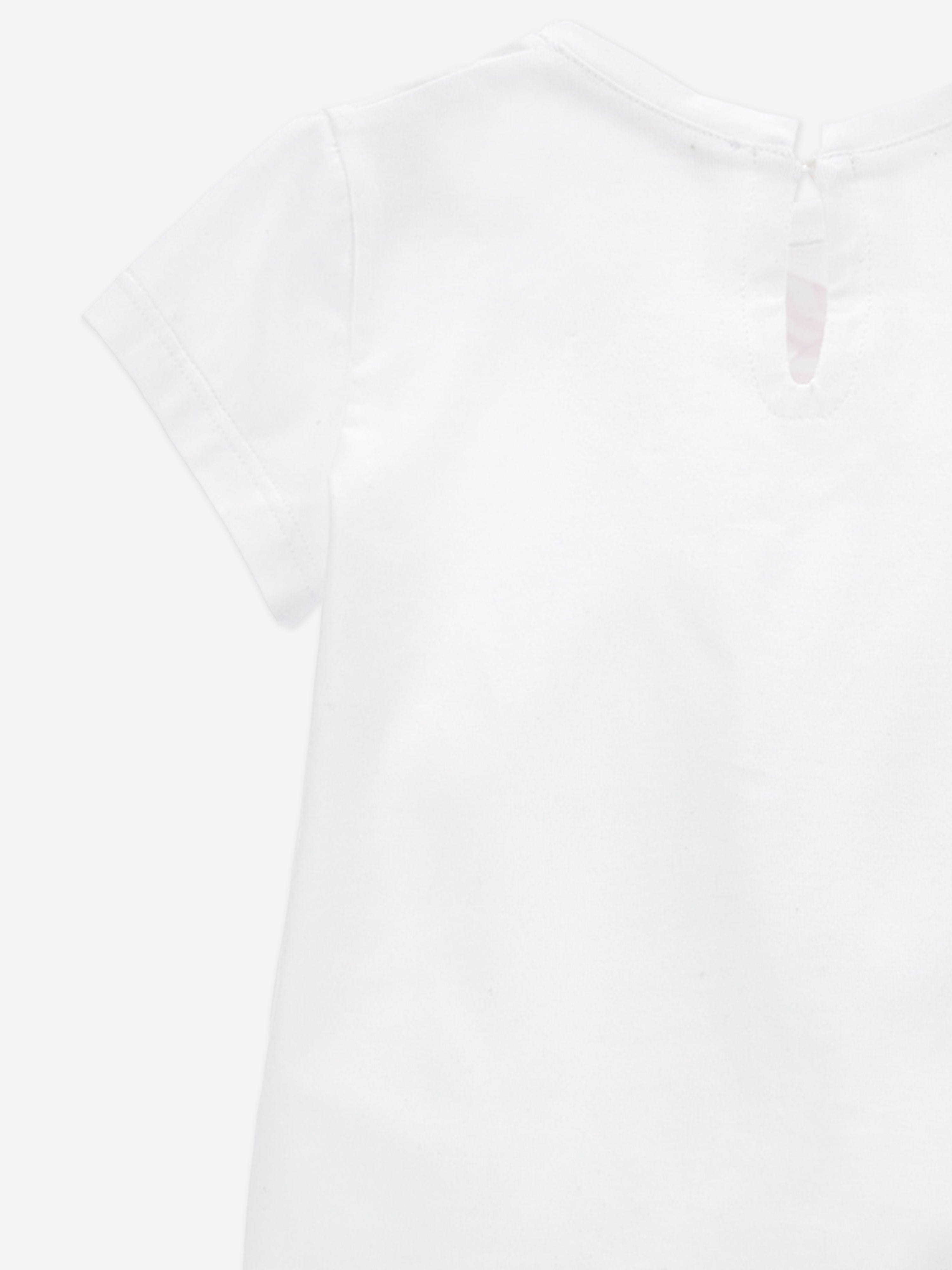 Adorable Baby Girls Rose Print White T-Shirt - Soft Cotton Tee for Toddlers, Playdates & Photo Shoots