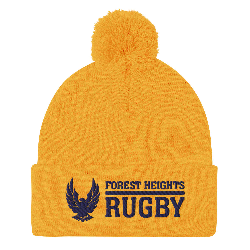 GHFH Rugby Pom Beanie - Warm Winter Knit Hat for Men & Women - Perfect for Rugby Games, Outdoor Sports & Cold Weather Activities