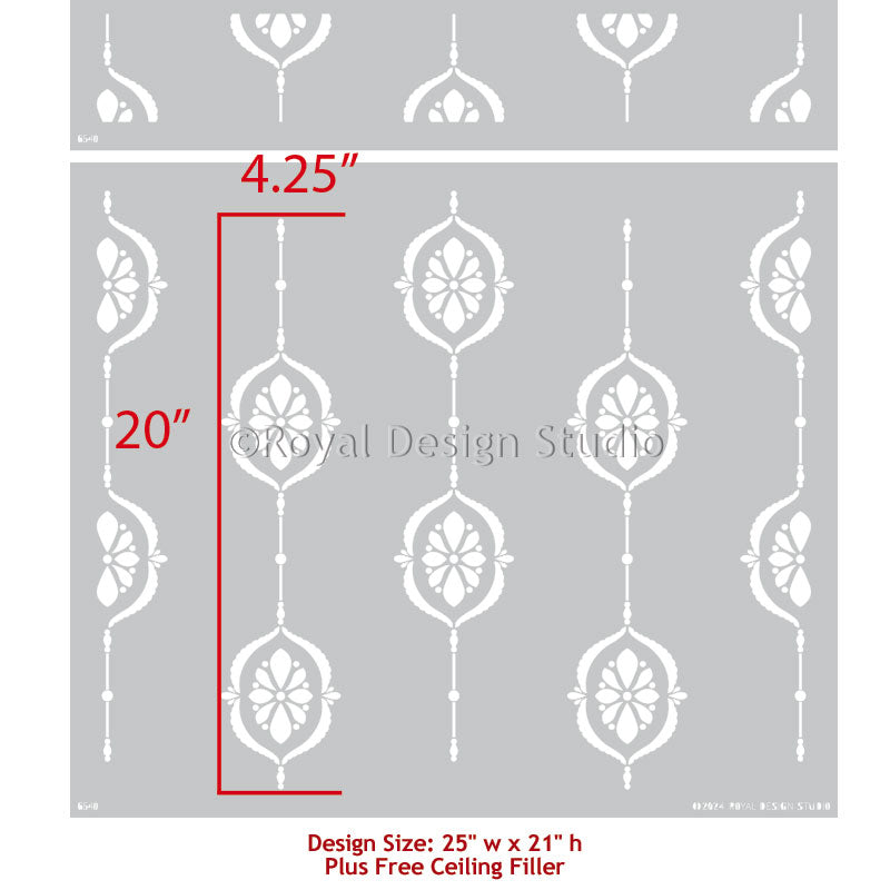 Chatelaine Stripes Wall Stencil - DIY Home Decoration Stencil for Painting Striped Patterns on Walls, Furniture & More | Perfect for Bedroom, Living Room & Nursery Decor