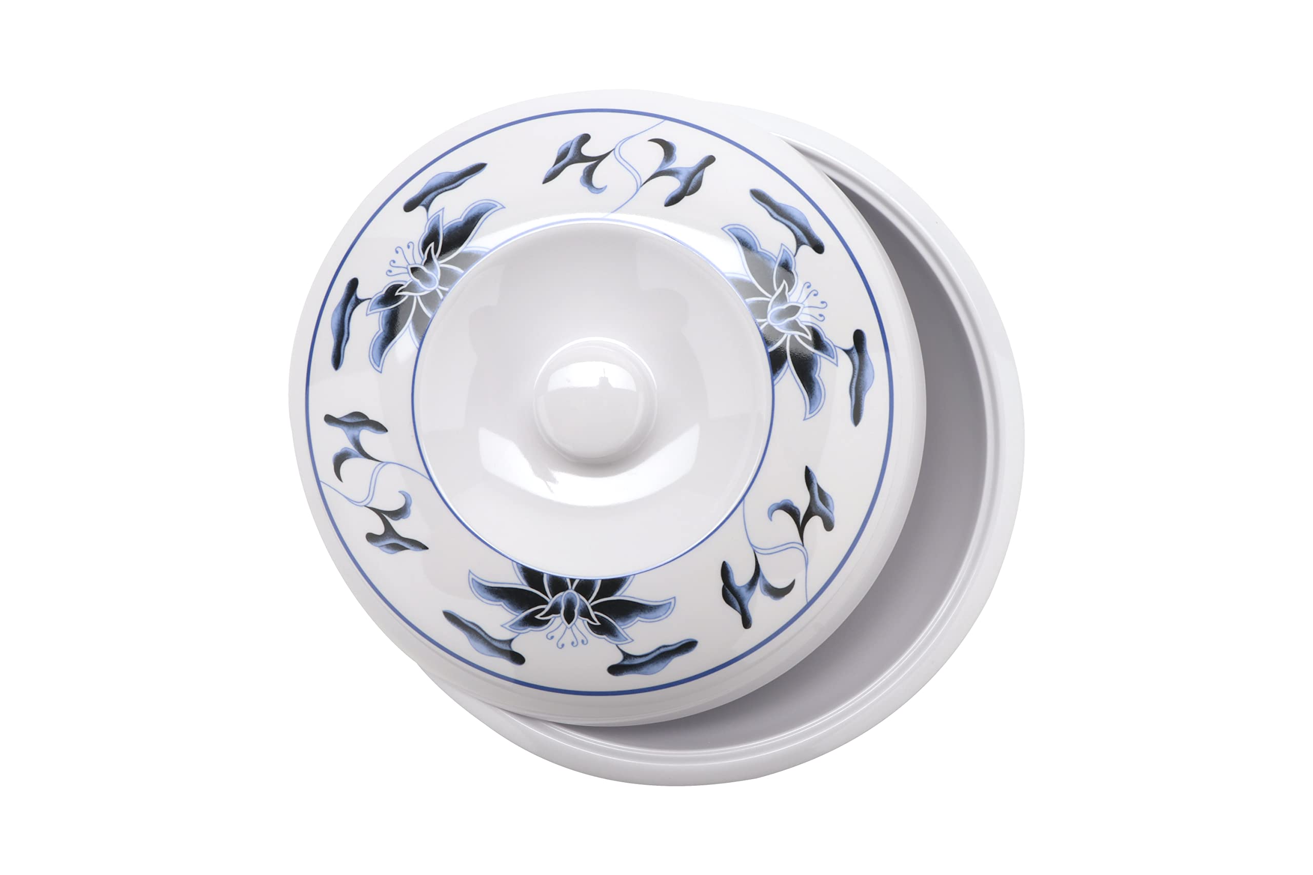G.E.T. KT-050-B Melamine Bowls with Lids - 12-Pack White 70oz 10-inch Water Lily Collection - Perfect for Parties, Picnics & Food Storage