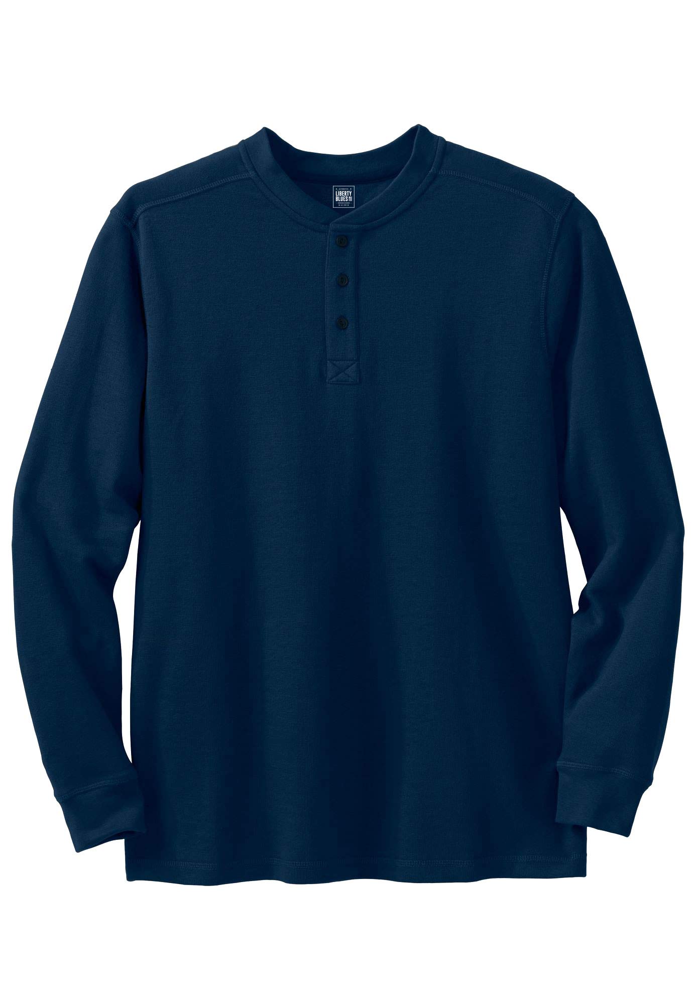 Kingsize Men's Big & Tall Ribbed Knit Henley Shirt - Comfortable Casual Long Sleeve Pullover for Plus Size Men | Perfect for Everyday Wear, Outdoor Activities & Relaxing at Home
