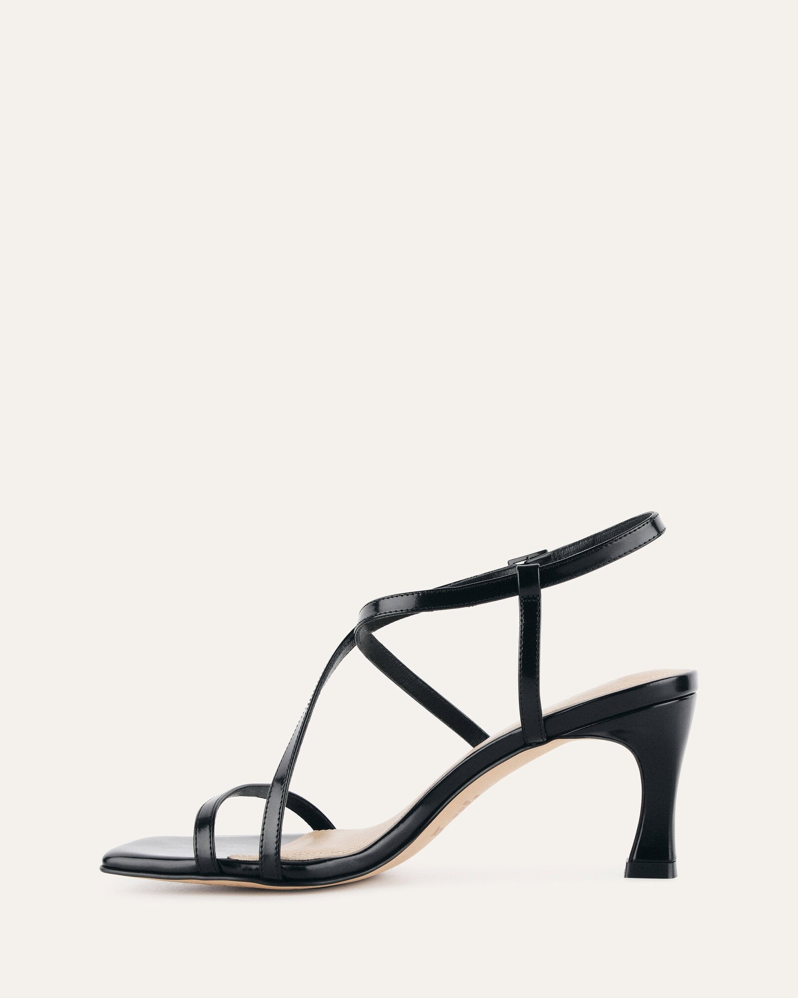 JOCKEY Women's Black Leather High Heel Sandals - Comfortable Dressy Strappy Heels for Party, Wedding & Evening Wear
