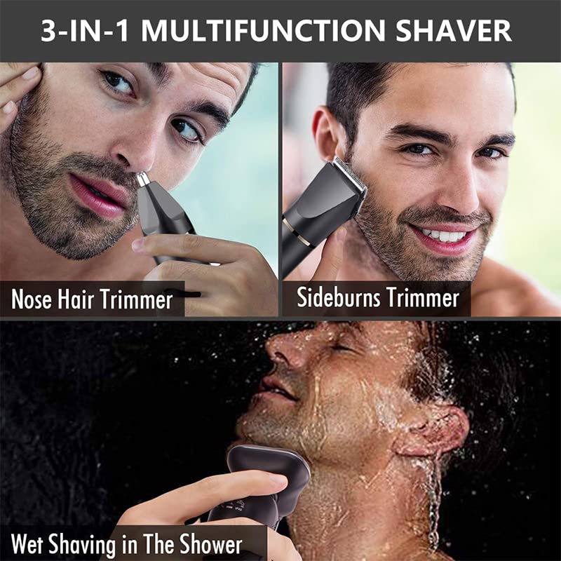 3 in 1 Electric Shaver for Bald Men - Waterproof Head Shaver & Beard Trimmer Kit with Fast USB Charging | Perfect for Travel, Gym & Daily Grooming Routine