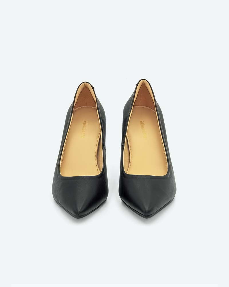 Black Leather Classic Pumps for Women - Elegant Pointed Toe High Heel Shoes for Office, Party & Formal Events | Comfortable & Stylish Dress Shoes