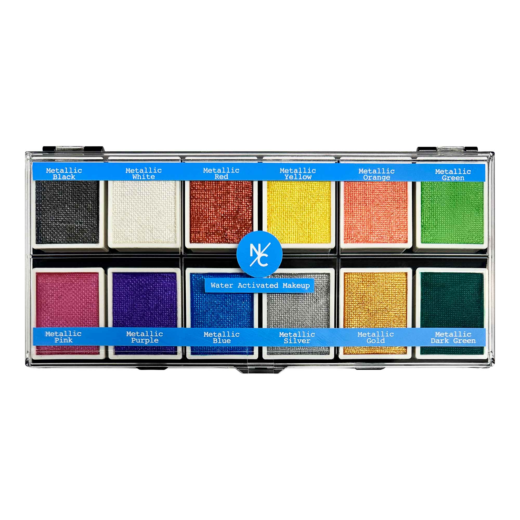 12-Color Metallic Water Activated Face & Body Paint Palette - Perfect for Halloween, Cosplay, Face Painting & Artistic Designs