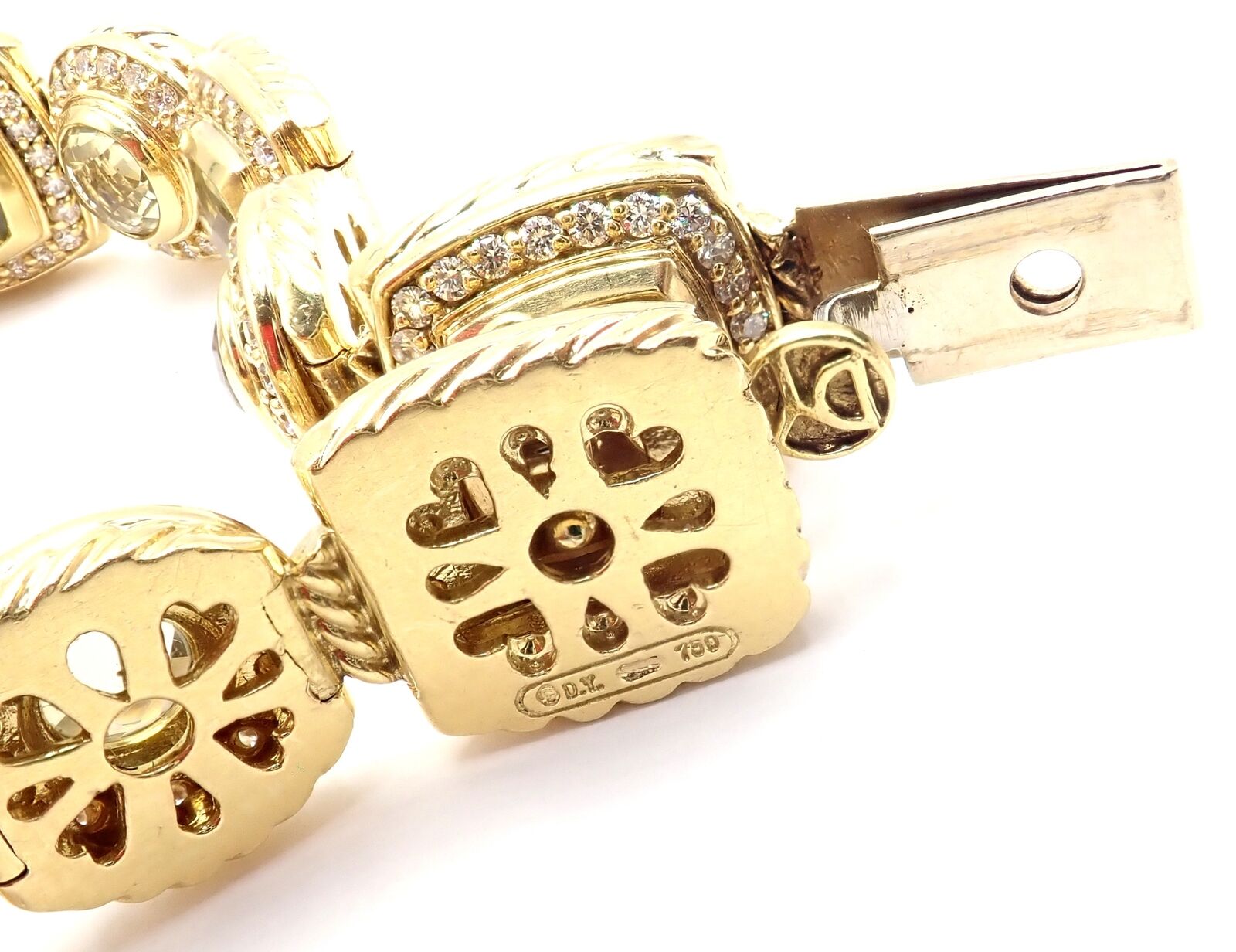 David Yurman Albion 18K Yellow Gold Diamond & Lemon Citrine Link Bracelet for Women - Luxury Jewelry Gift for Anniversary, Birthday & Special Occasions