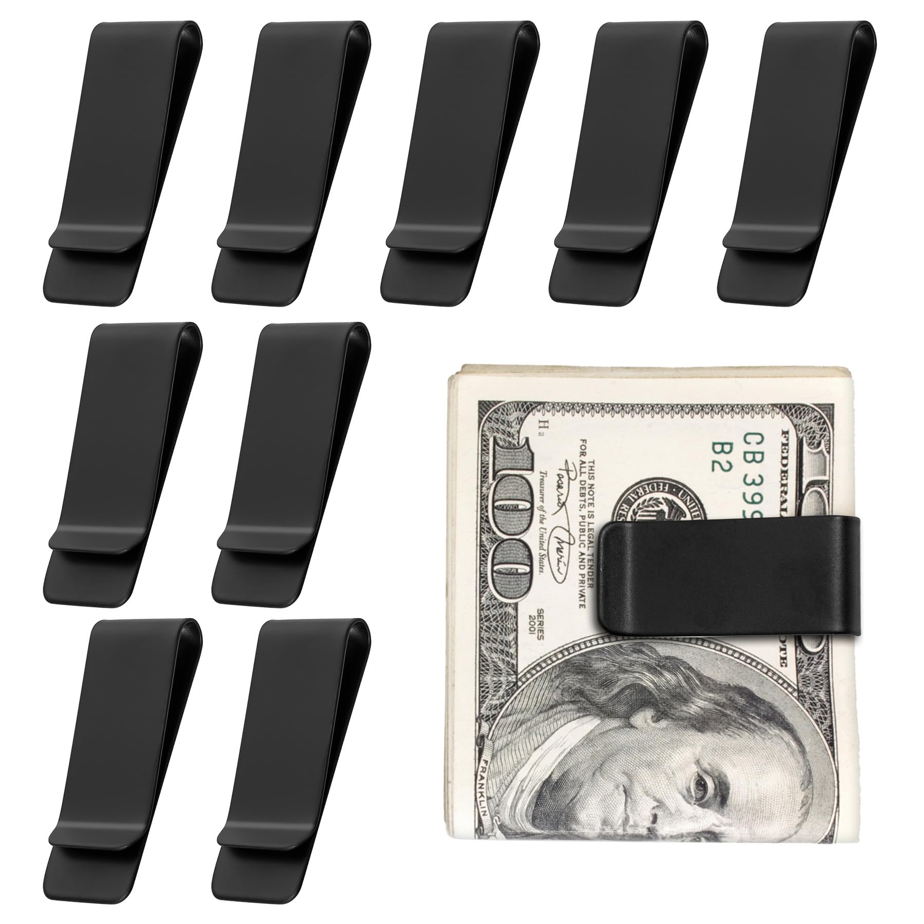 10Pcs Stainless Steel Money Clip for Men - Slim Silver Metal Cash Holder | Minimalist Pocket Wallet for Bills & Cards | Perfect for Travel, Business & Everyday Use