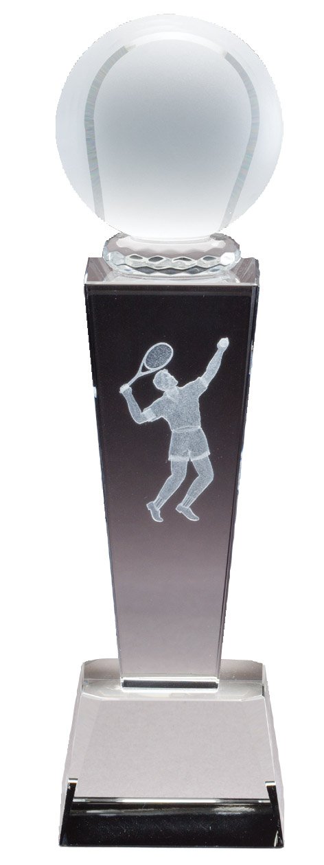 Custom Crystal Tennis Trophy with Free Personal Engraving - Perfect for Tournaments, Awards & Sports Gifts