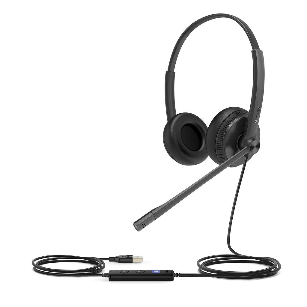 Yealink USB Wired Stereo Headset with Noise Cancellation - 32 Ohm Impedance, 20Hz-20kHz Frequency Response - Perfect for Call Centers, Remote Work & Online Meetings