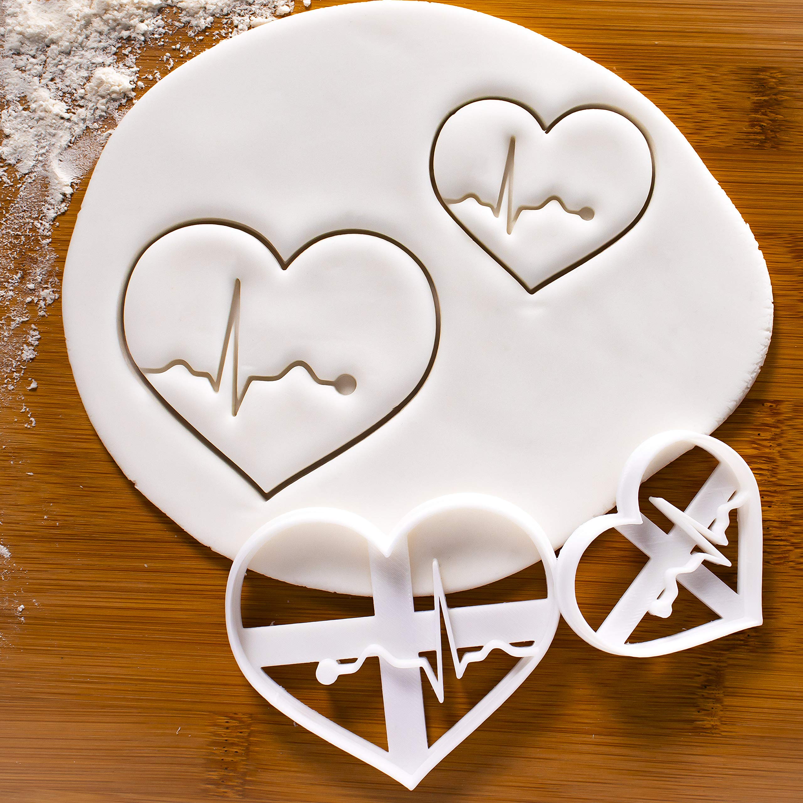Set of 2 Stainless Steel ECG Heart Cookie Cutters - Small & Large Sizes for Baking, Cake Decorating & Medical-Themed Parties | Bakerlogy