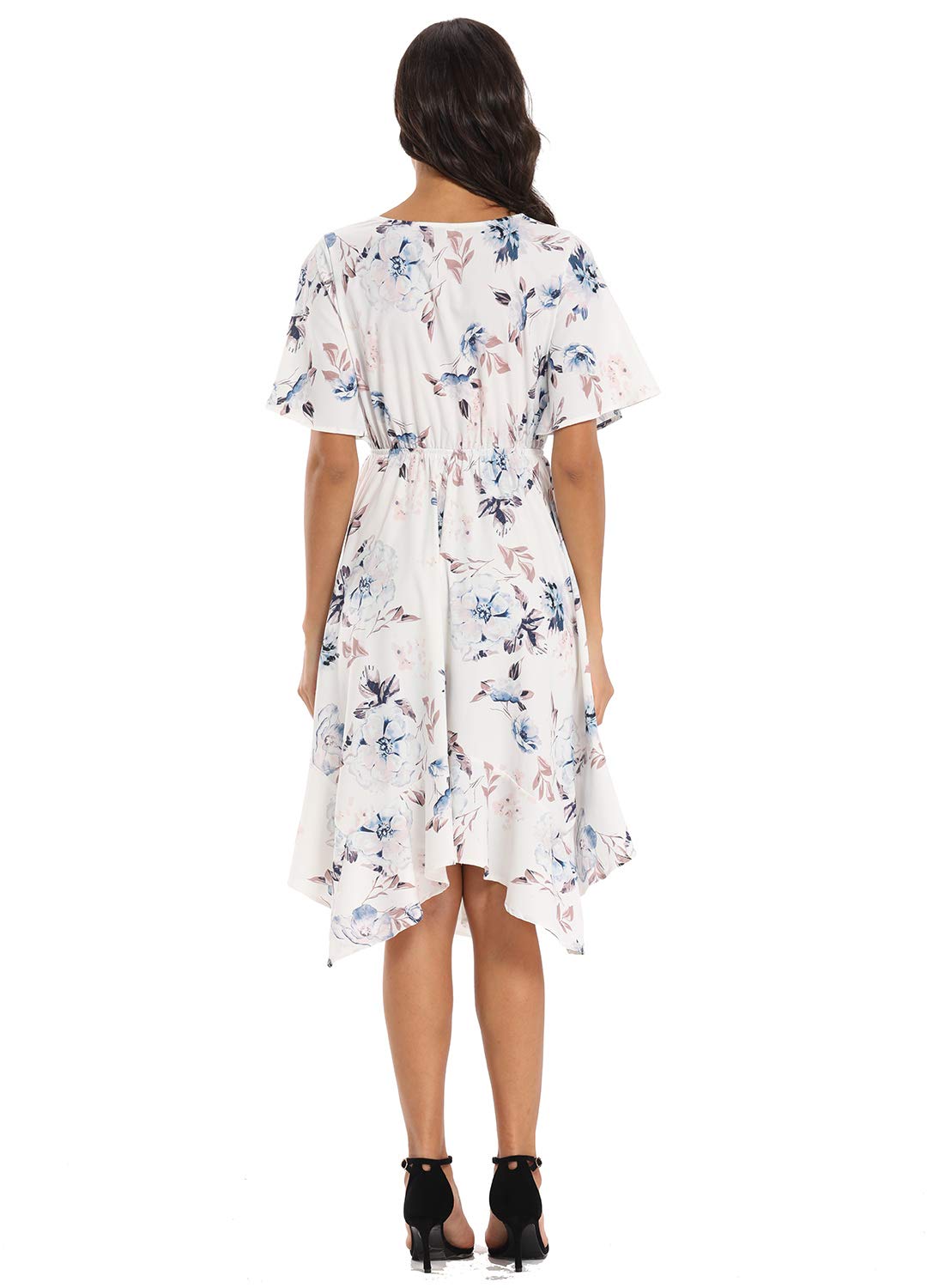 Alaster Women's Chiffon Short Sleeve Midi Dress with Irregular Hem - Breathable Summer Casual Dress for Beach, Party & Vacation Wear
