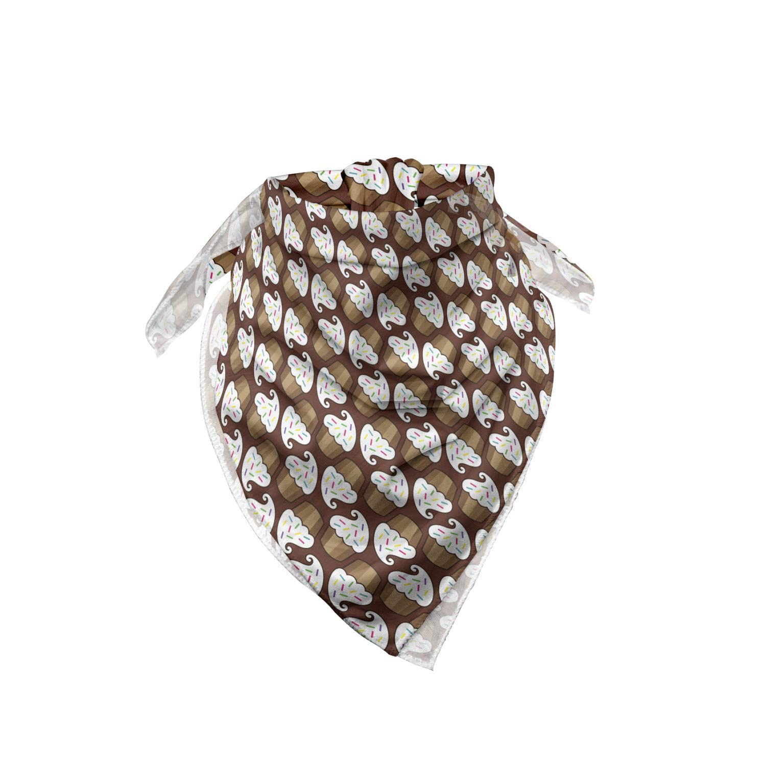 Ambesonne Chocolate Bandana - Vanilla Cream Cupcakes Print Unisex Headwear & Neck Scarf for Men Women - Perfect for Baking Parties, Coffee Dates & Casual Outfits