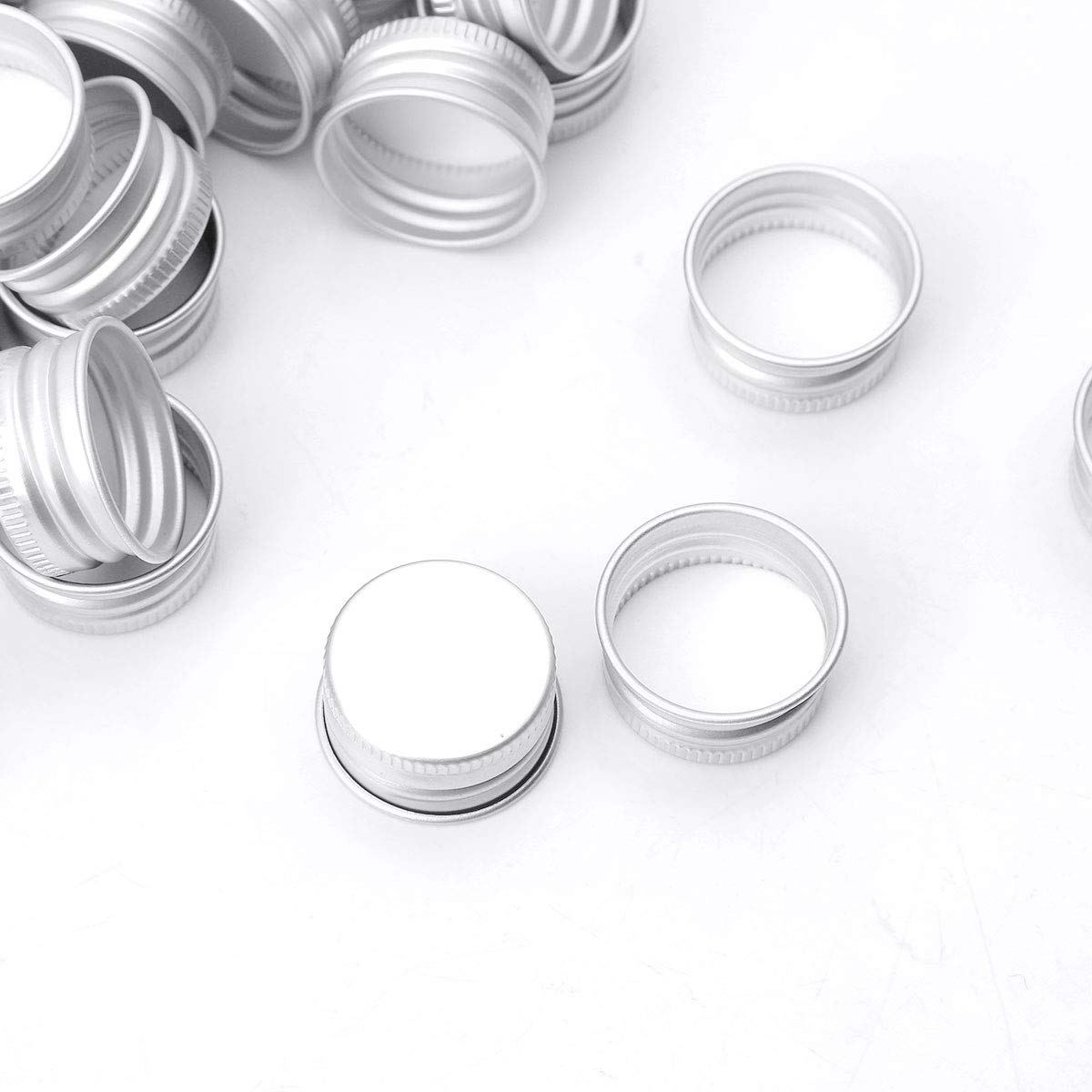 50 Pack Small Borosilicate Glass Bottles with Rustproof Aluminum Screw Caps - 24mm Silver Threaded Lids for Essential Oils, Perfumes, DIY Crafts & Home Storage