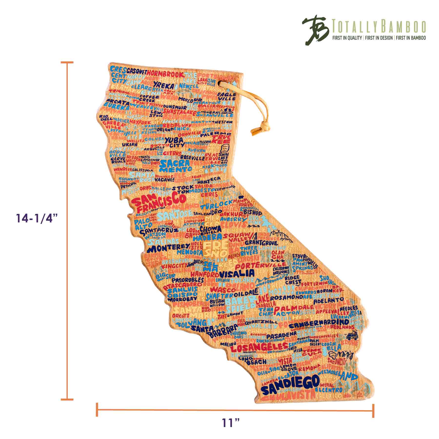 Premium California-Themed Cutting Board with Artistic Design by Wander on Words™ – Perfect for Kitchen Decor, Gift Giving, and Food Prep