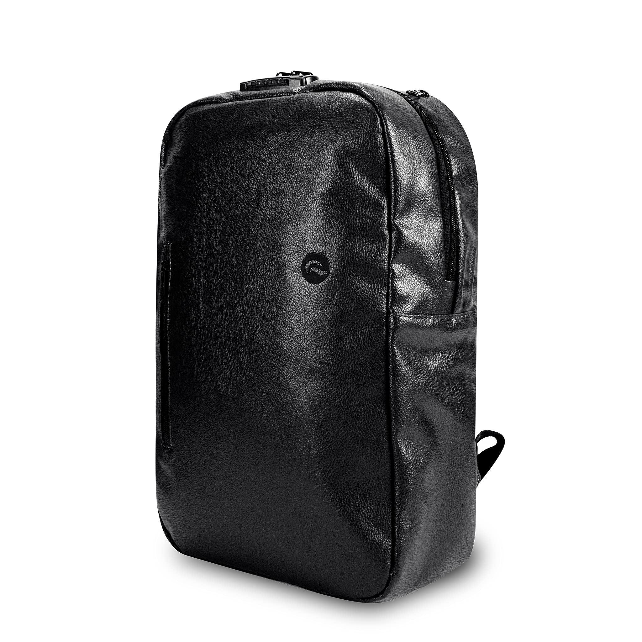 Skunk Elite Smell Proof Backpack - Waterproof & Odor Resistant Black Leather Backpack for Travel, Hiking & Outdoor Adventures