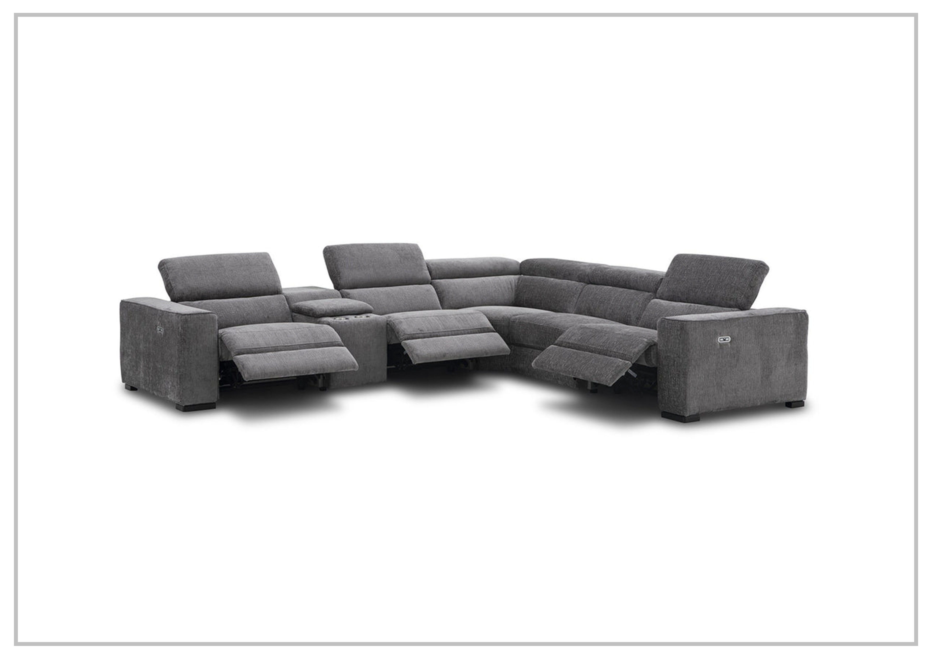 Gio Italia Aventura L-Shaped Fabric Power Reclining Sectional Sofa - Modern Recliner Couch with USB Charging for Living Room, Home Theater & Family Room Comfort