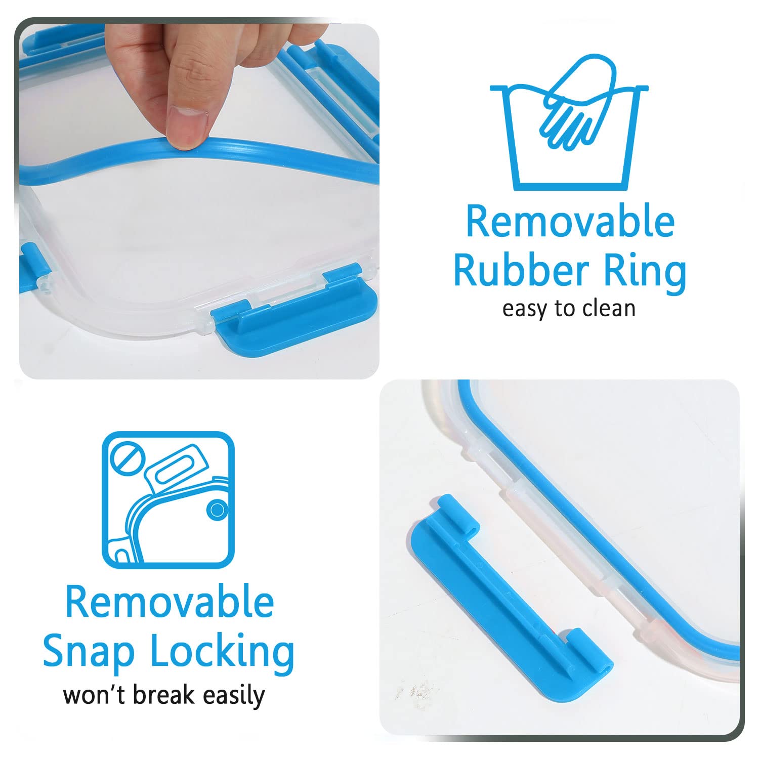 30-Piece Glass Food Storage Containers Set with Upgraded Snap Locking Lids - Airtight Meal Prep Containers for Lunch, Microwave, Oven, Freezer & Dishwasher Safe (Blue) - Perfect for Meal Prepping, Leftovers & Organized Kitchen Storage