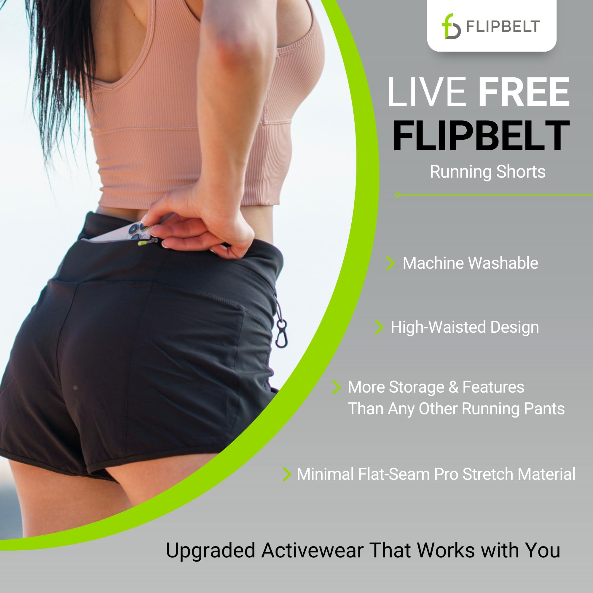 FlipBelt Women's Running Shorts with Built-in Belt - Secure Zipper Pocket for Phone & Essentials | Moisture-Wicking Athletic Shorts for Running, Gym & Outdoor Workouts | Made in USA