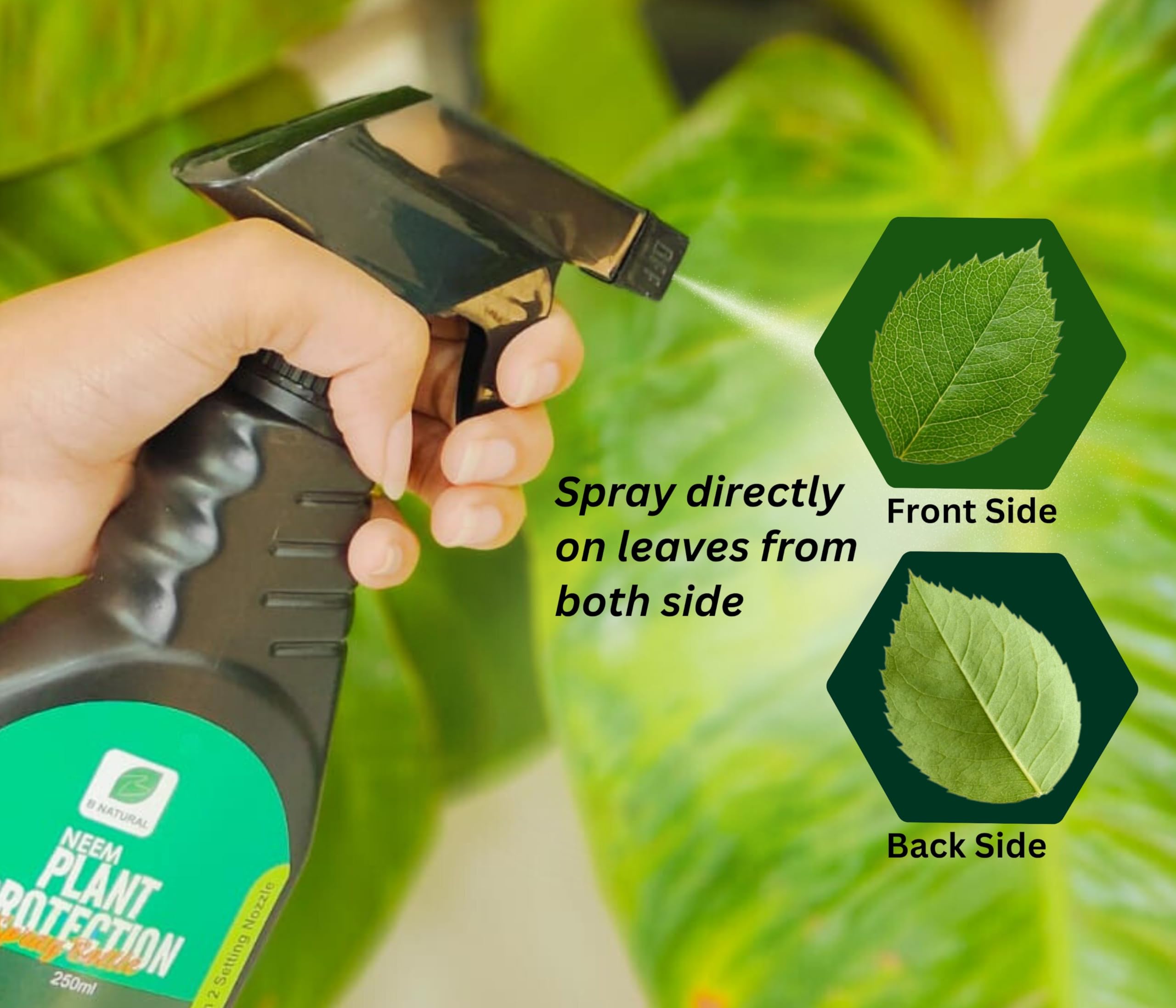 Pure Cold Pressed Water Soluble Neem Oil 250ml for Plants - Organic Pest Control for Aphids, Fungus, Thrips & Mildew - Indoor/Outdoor Garden Use with Free Spray Gun (Makes 50 Neem Spray Bottles) - Perfect for Organic Gardening & Plant Protection