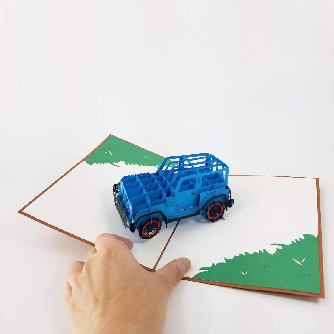 Blue Jeep Pop-Up Greeting Card - Birthday, Thank You, Love, Graduation & Anniversary Card for Men & Women | 3D Pop-Up Design | Perfect for Jeep Lovers, Car Enthusiasts & Special Occasions