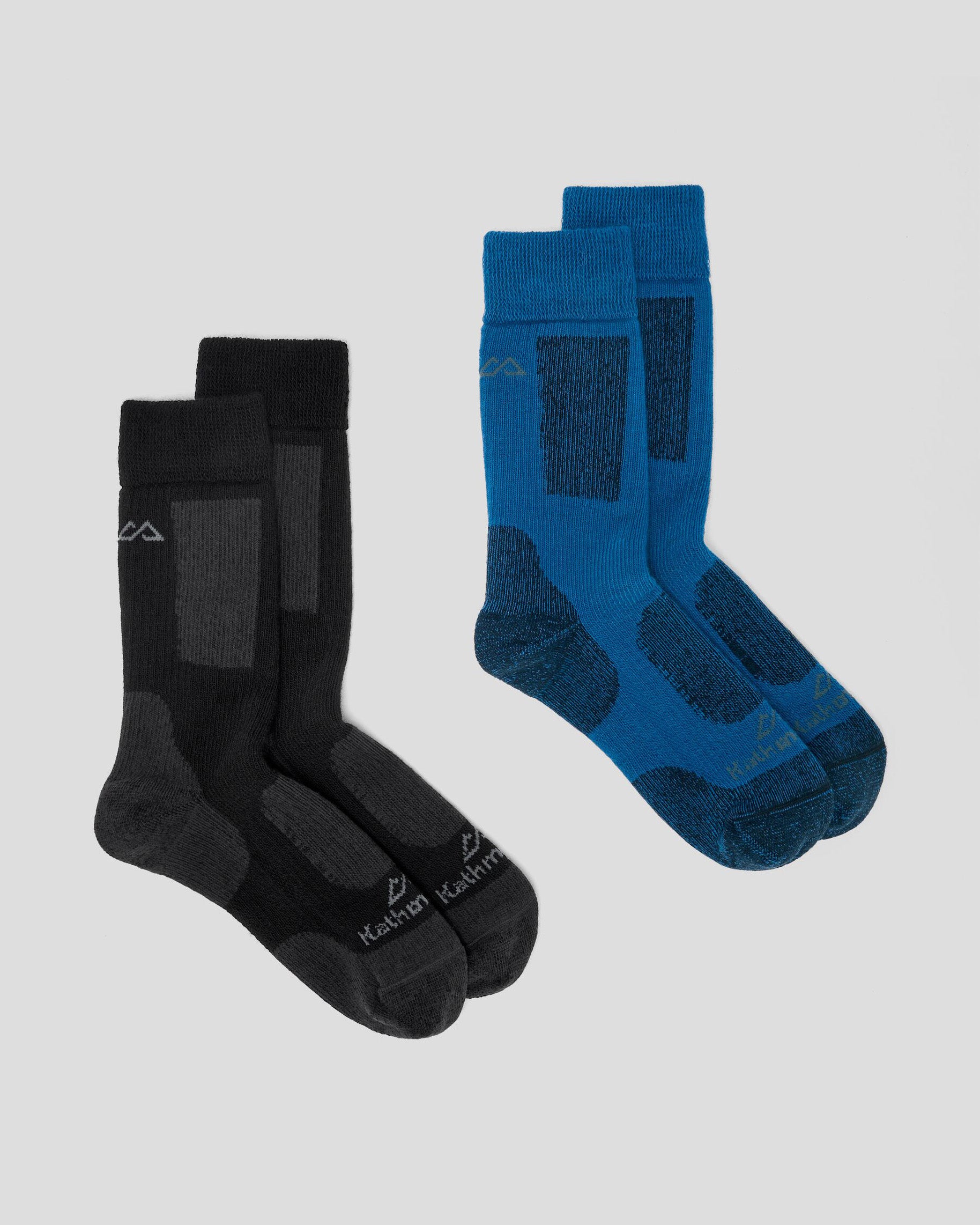 Thermo Socks - 2 Pack Thermal Winter Socks for Men & Women - Black & Grey - Perfect for Hiking, Skiing & Cold Weather Activities